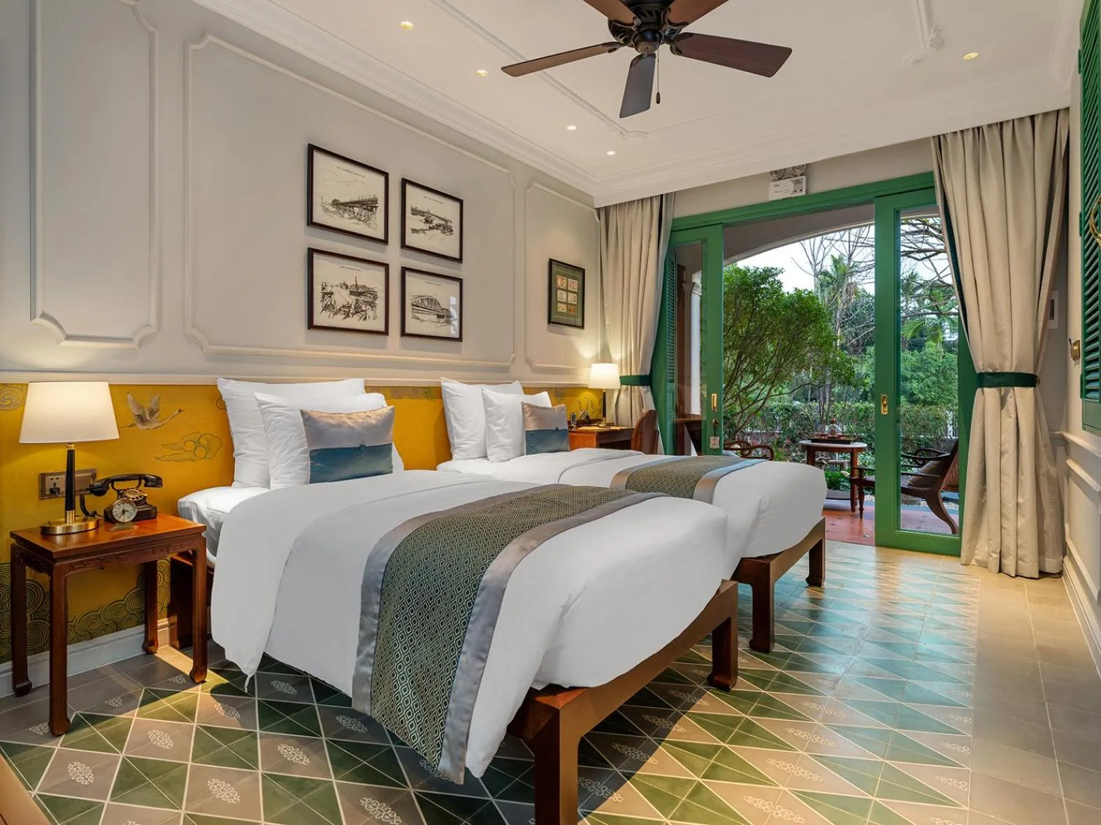 Bedroom, Bed in Ancient Huế Garden Houses