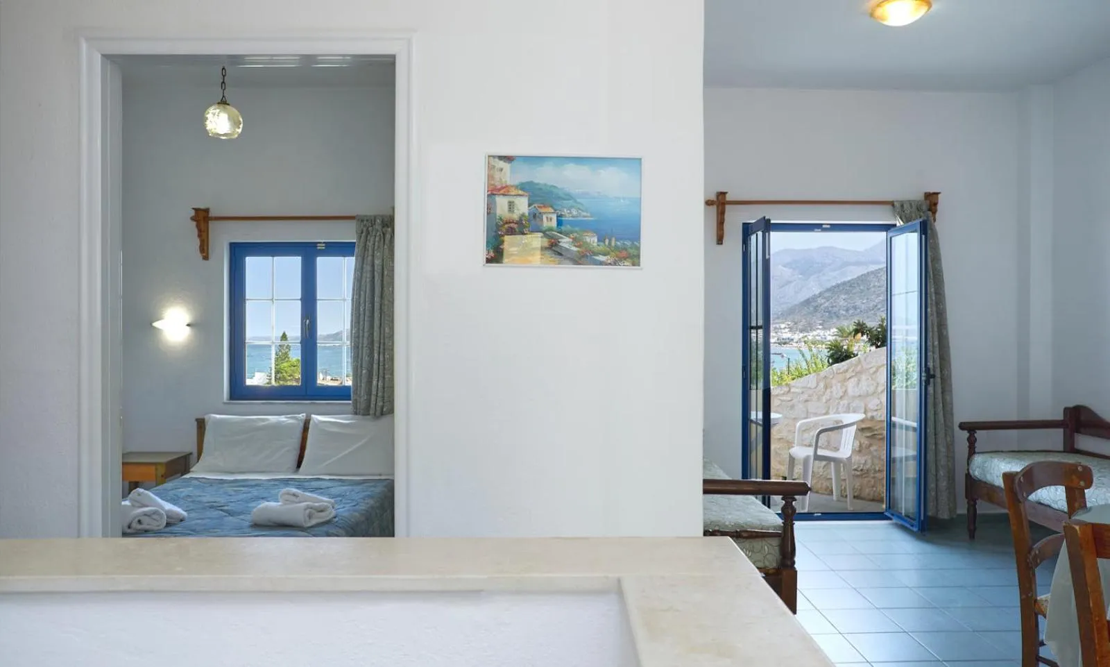 Garden view, Bed in Dionysos Apartments & Studios