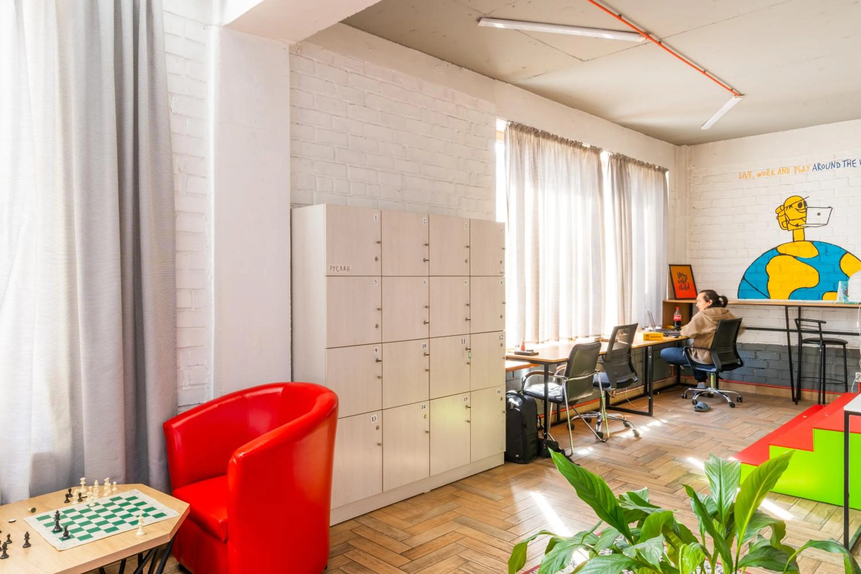 Seating area in ololoFreelander Hostel&Coworking