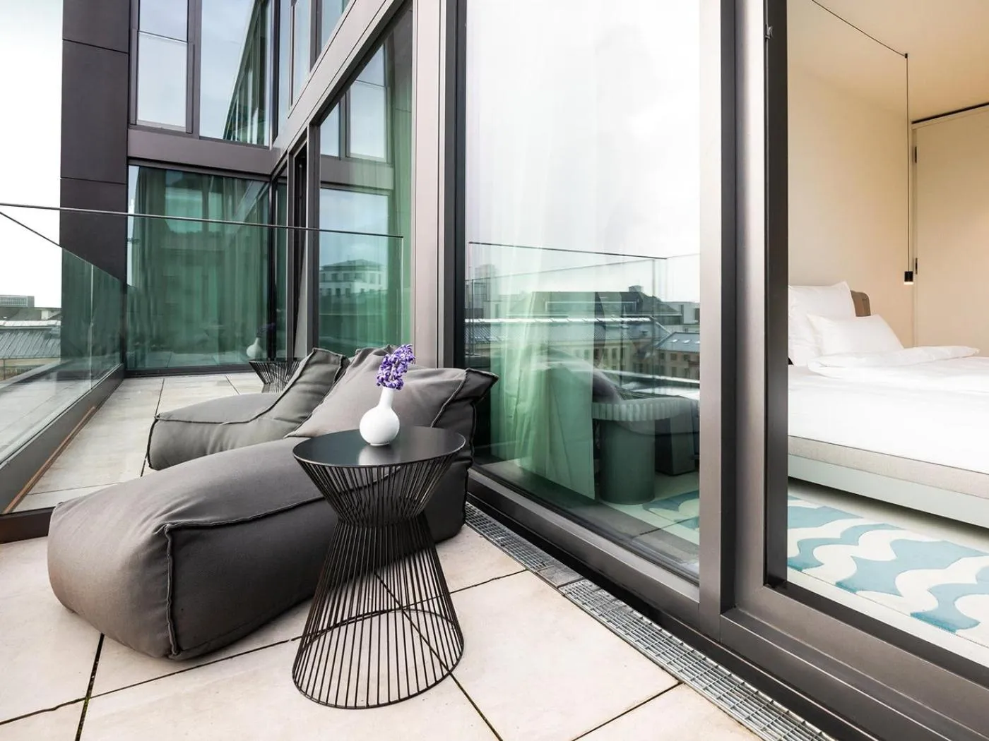 Balcony/Terrace, Bed in KPM Hotel & Residences Berlin, a Member of Design Hotels