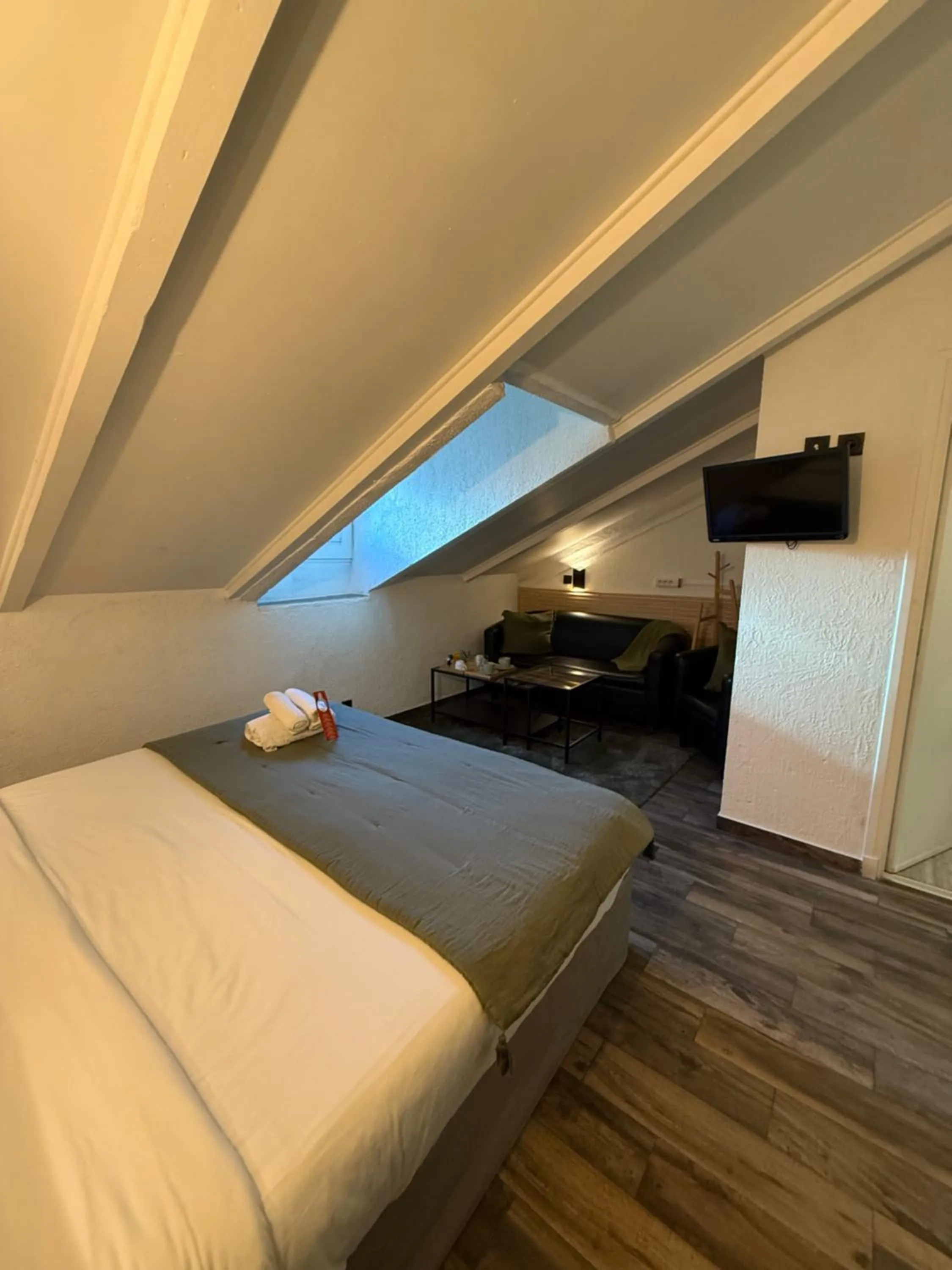 Living room, Bed in Hotel de Berne