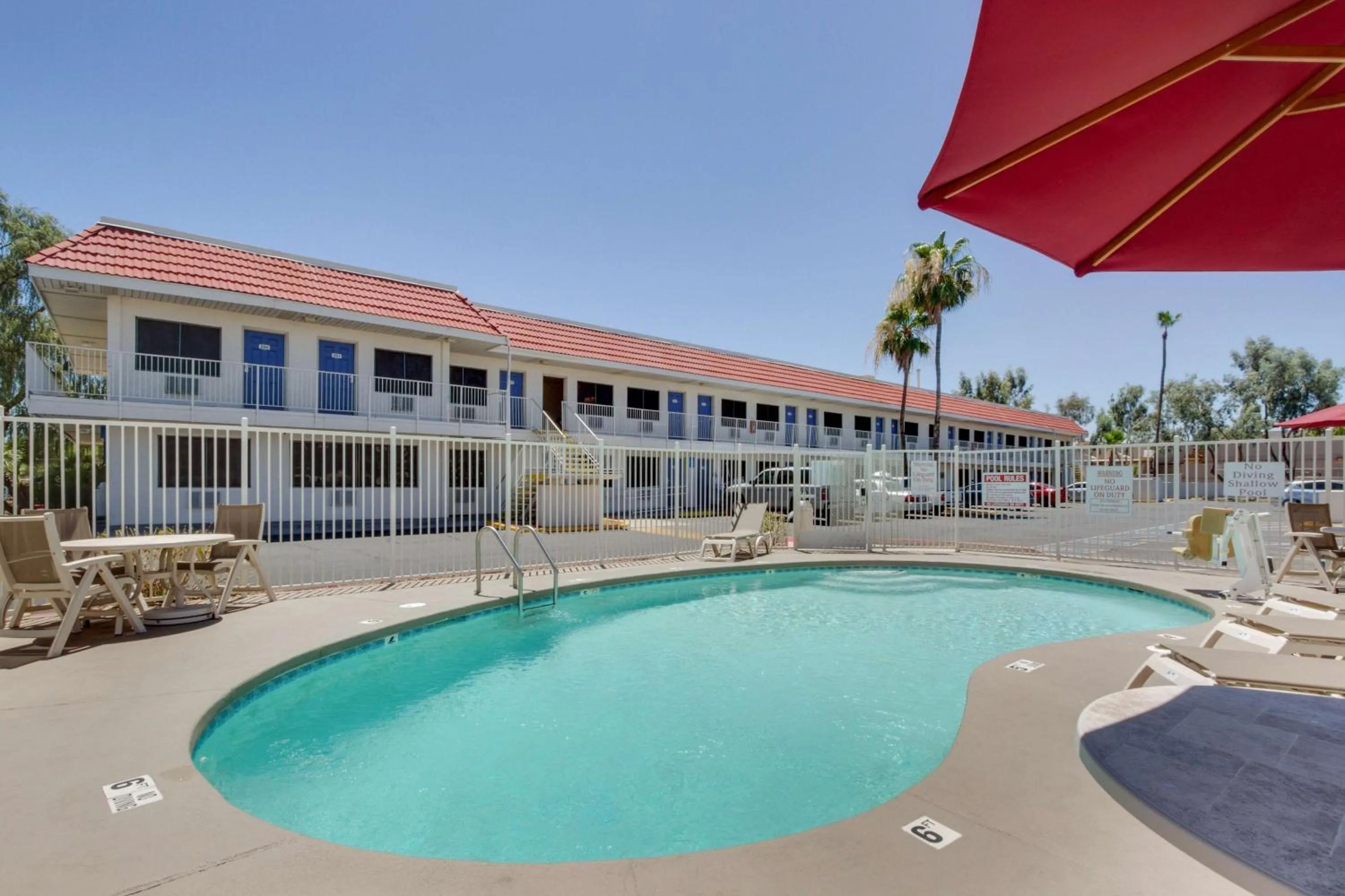 Pool view in Motel 6-Tempe, AZ - Broadway - ASU