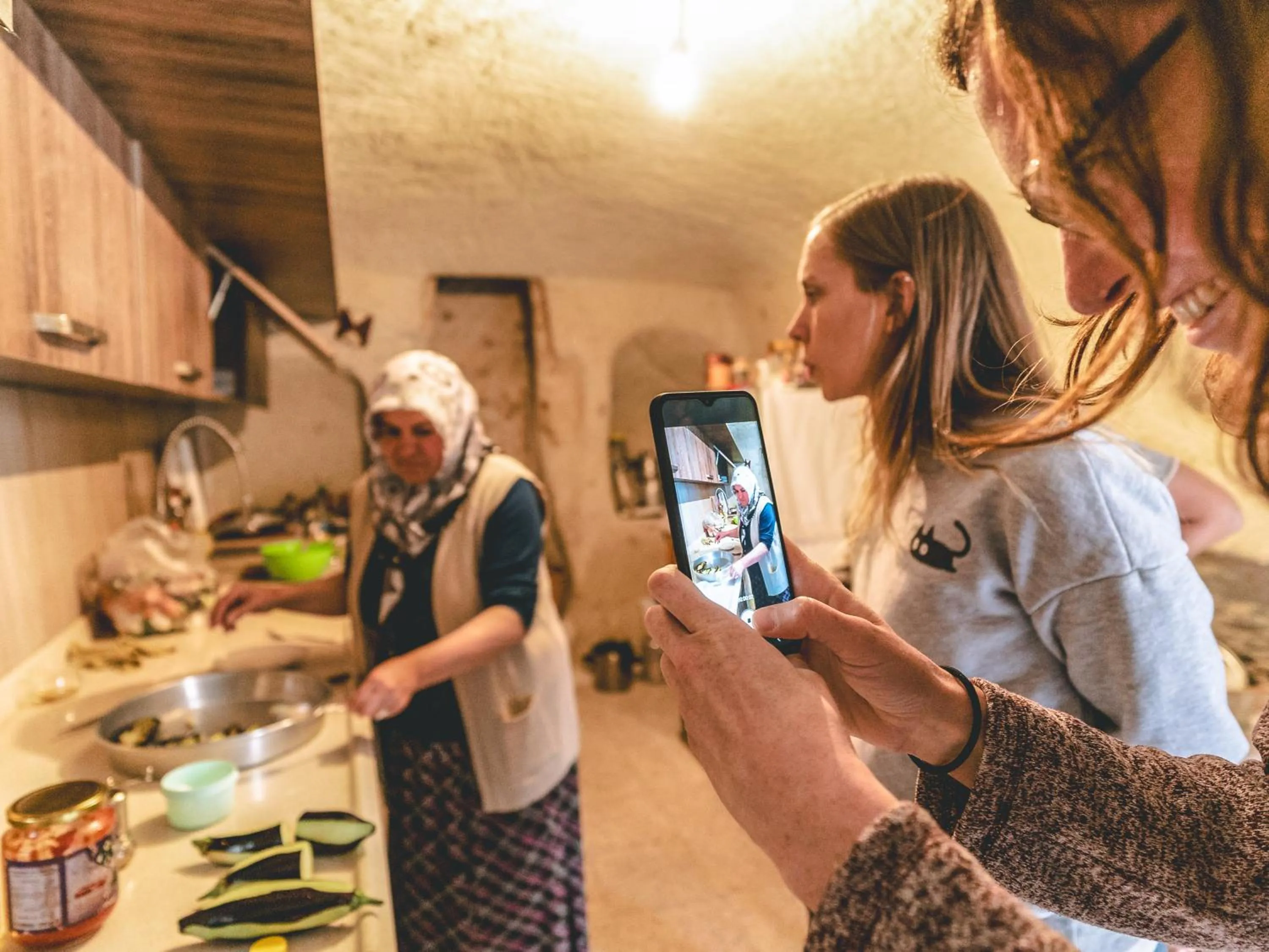 People in Atilla's Cave Hotel