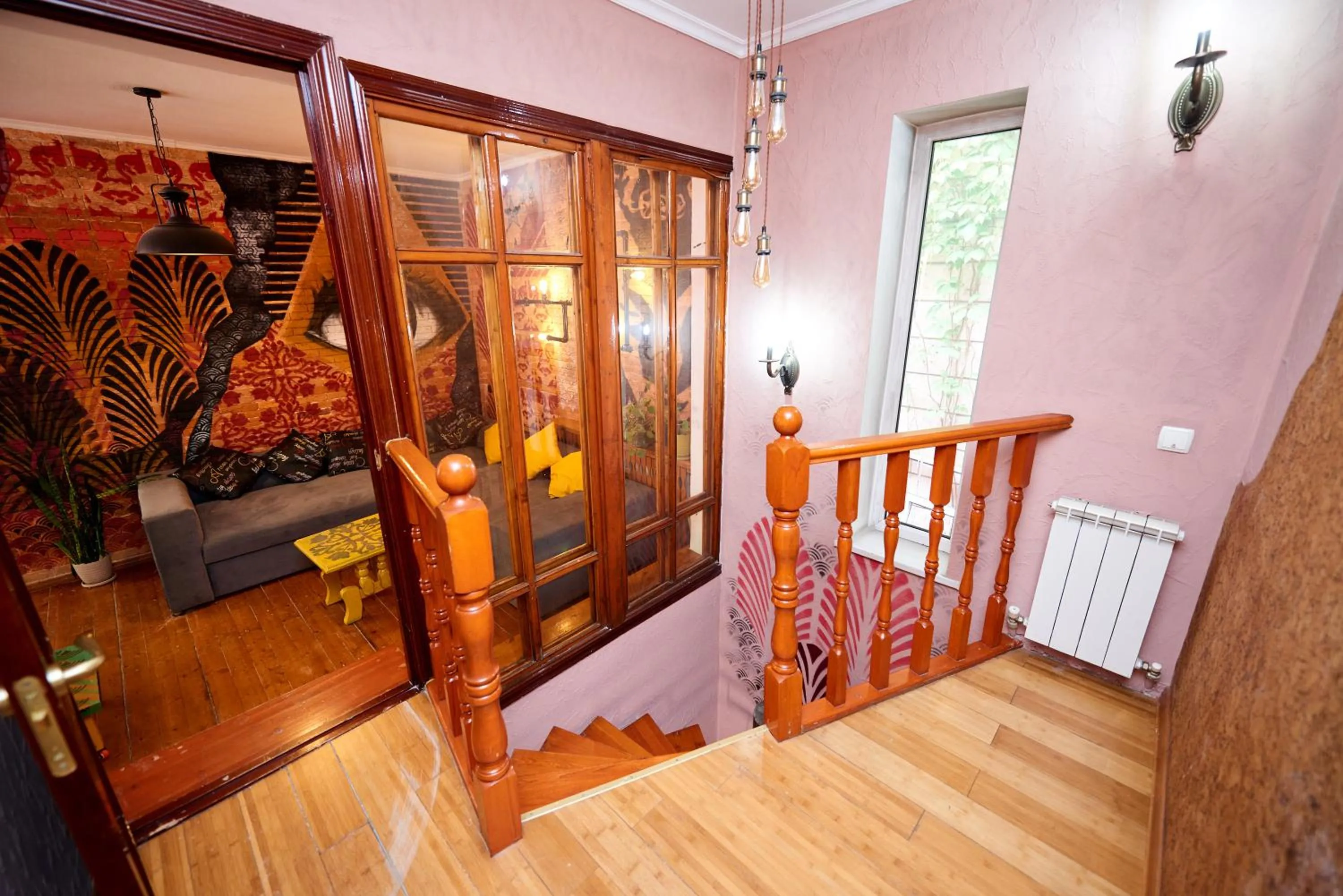 Seating area in Wanderlust Hostel