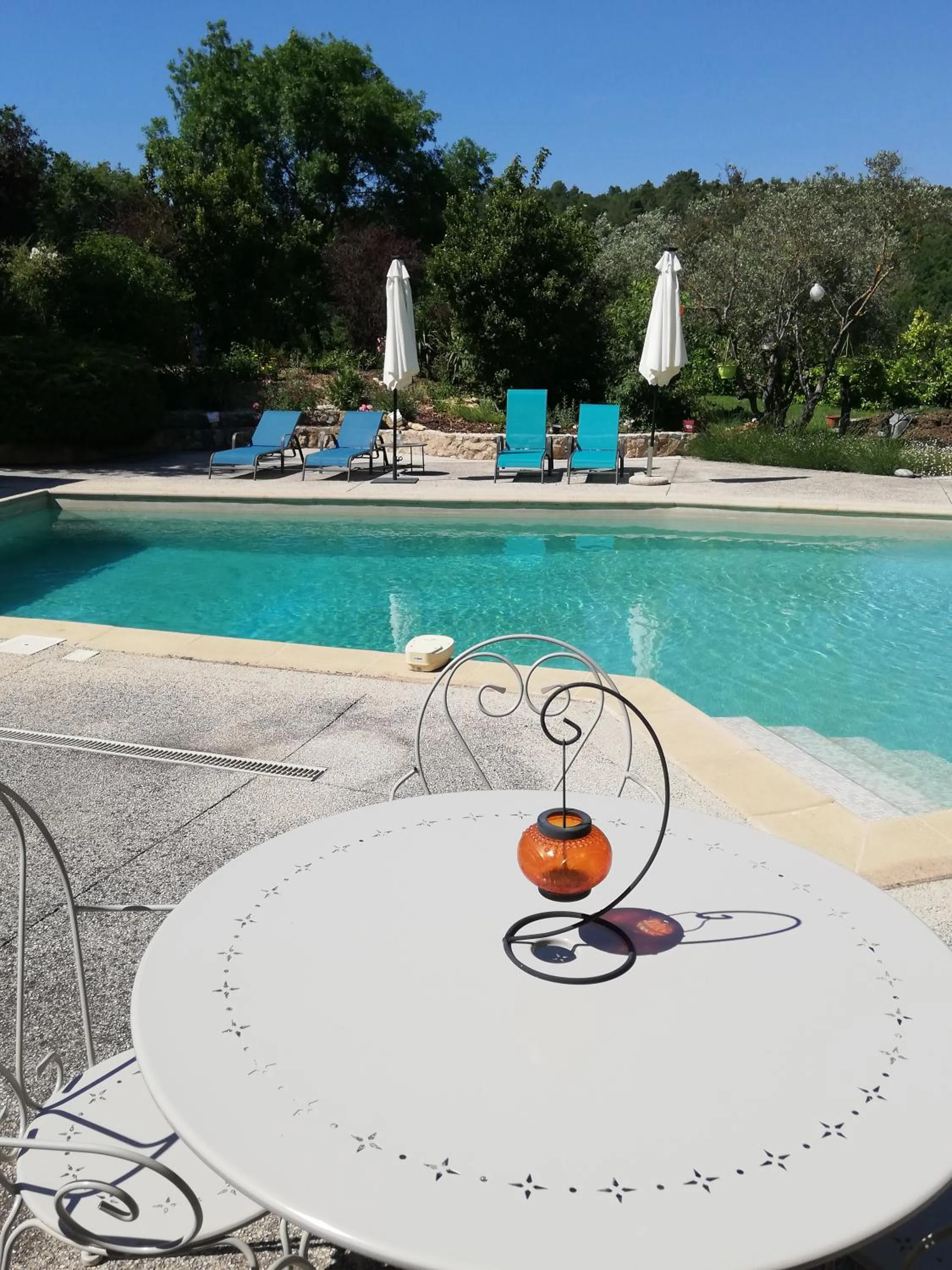 Pool view in Le mas de la diligence