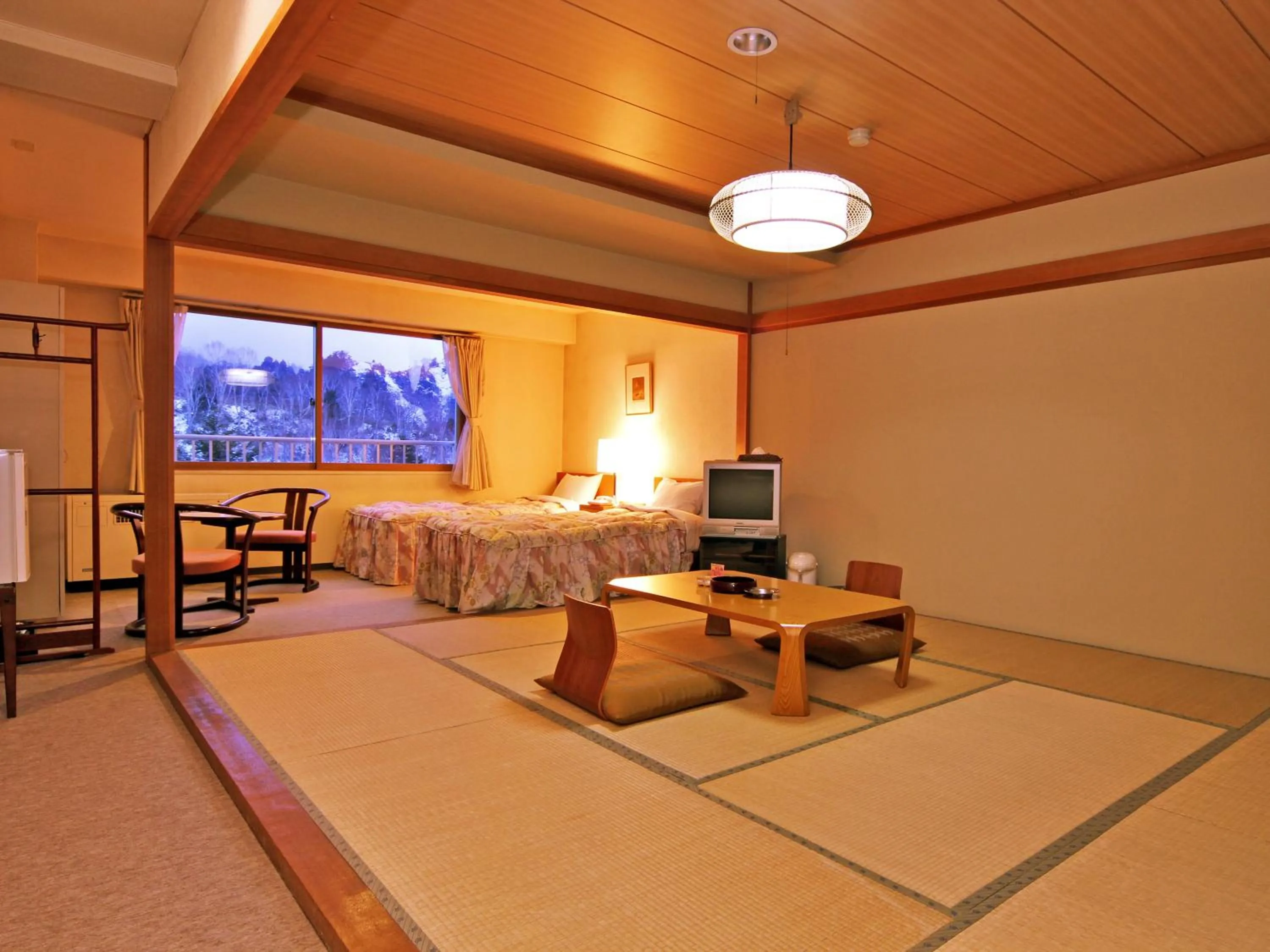 View (from property/room), Bed in Kidoike Onsen Hotel