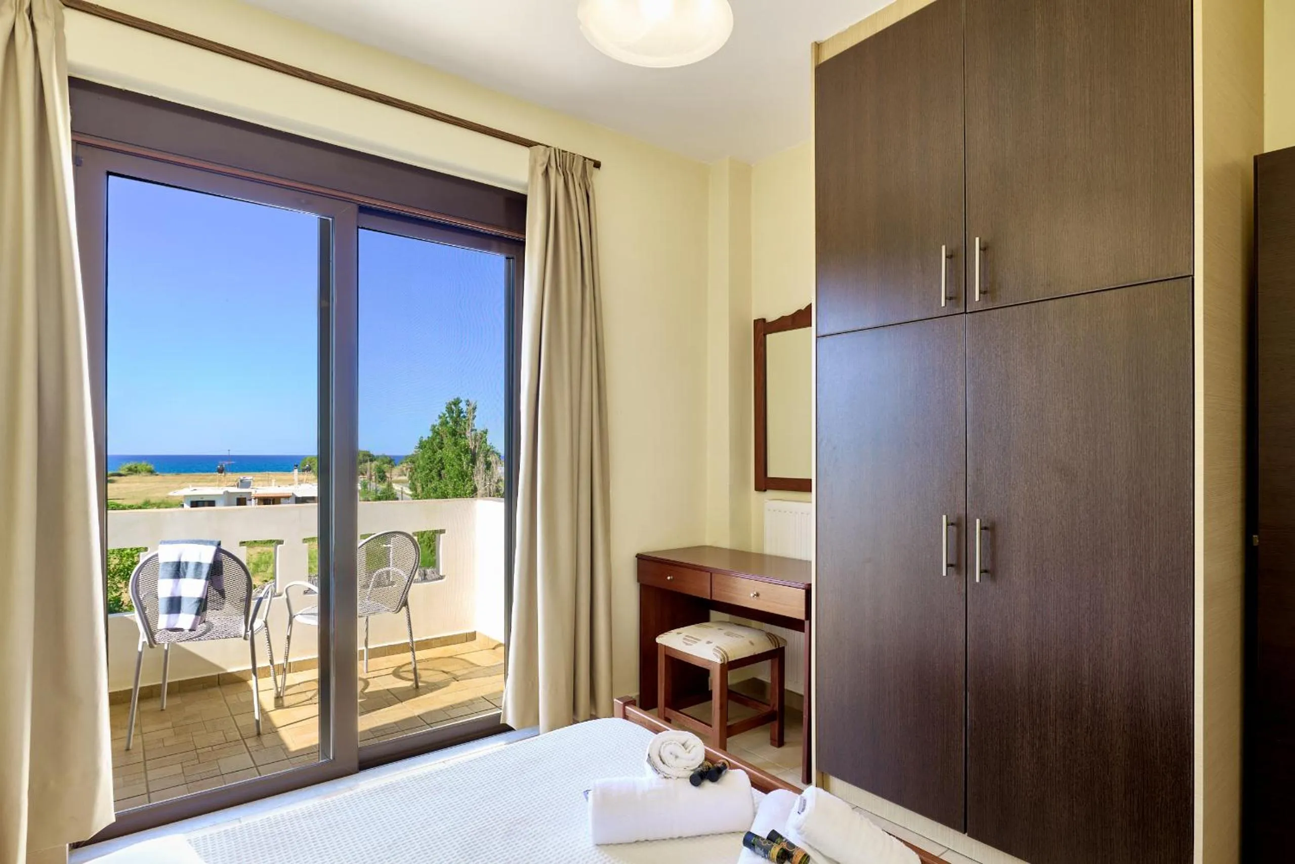 Balcony/Terrace, Bed in Villa Gereoudis Apartments with Sea View & Pool