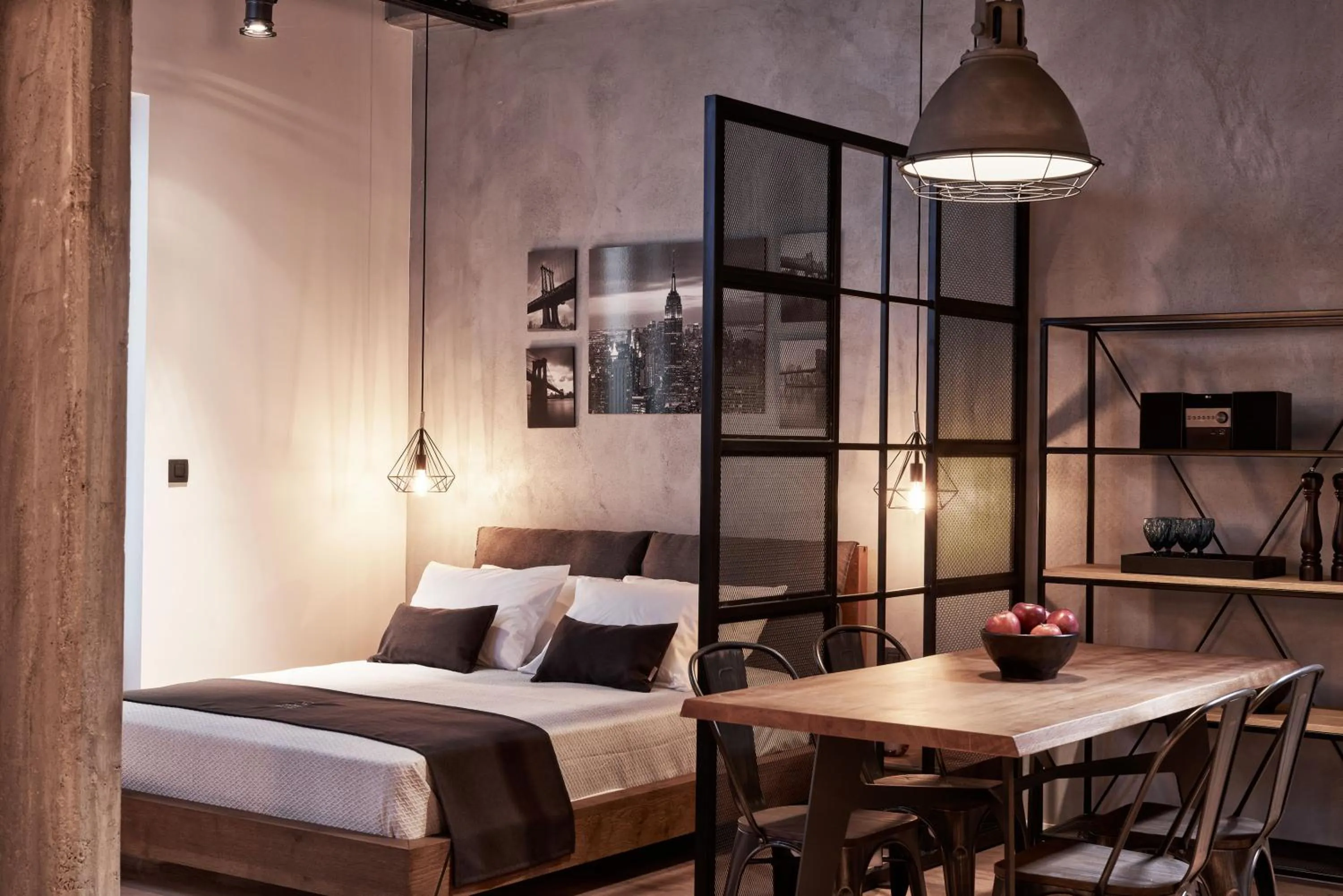 Dining area, Bed in Kolonaki 8 - Design Suites & Lofts
