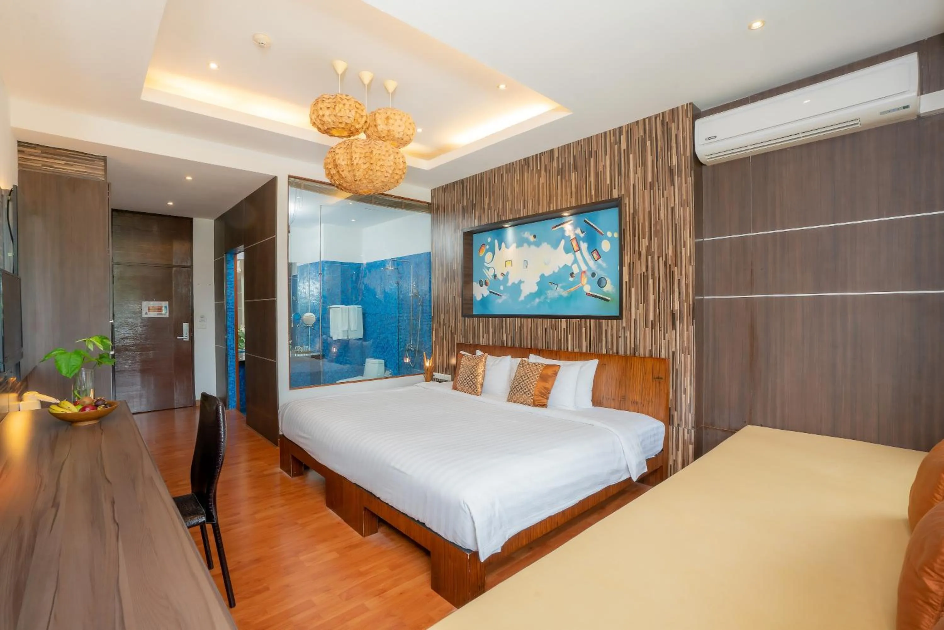 Bed in Dhevan Dara Beach Villa Kuiburi