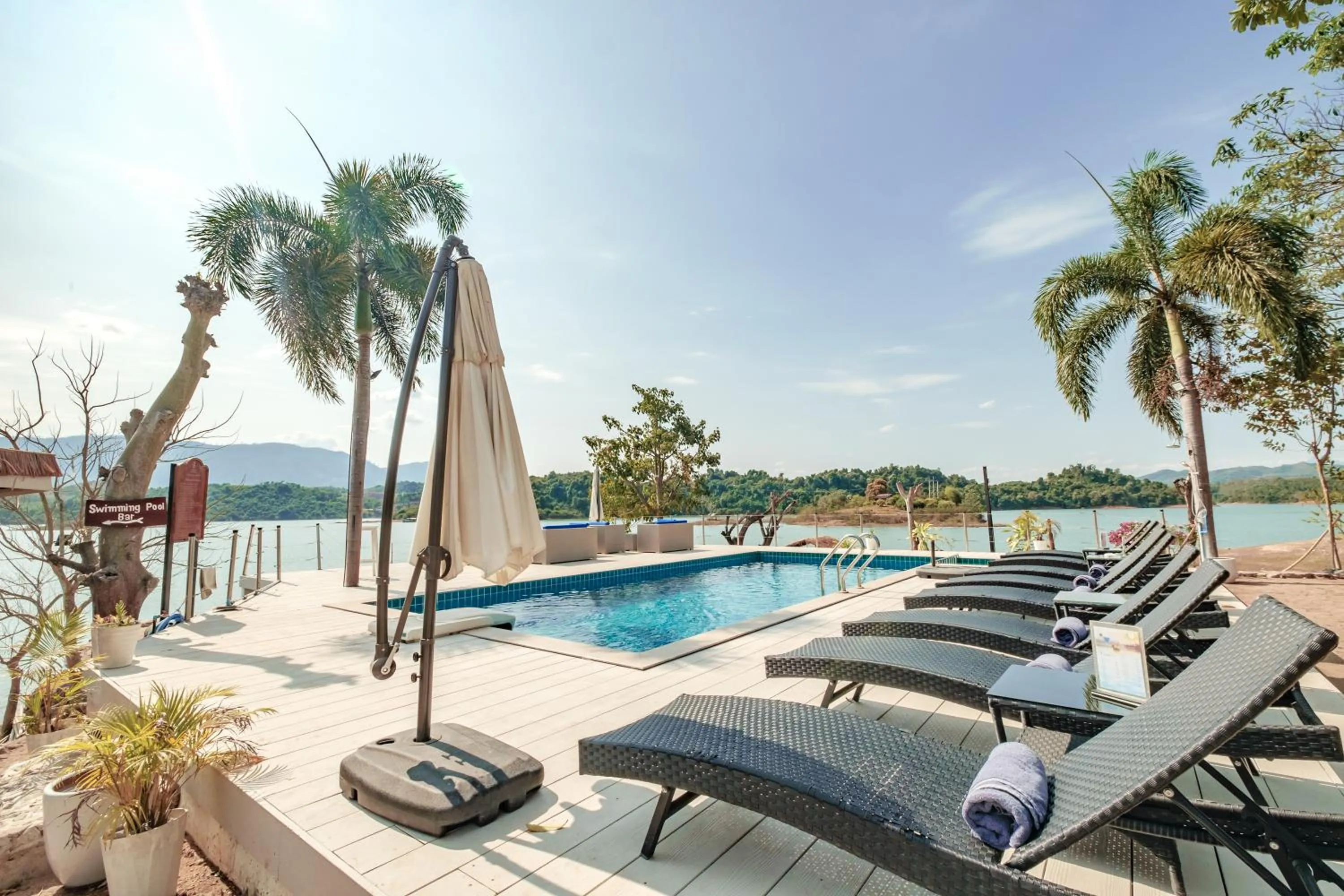Pool view in The Sanctuary Nam Ngum Beach Resort