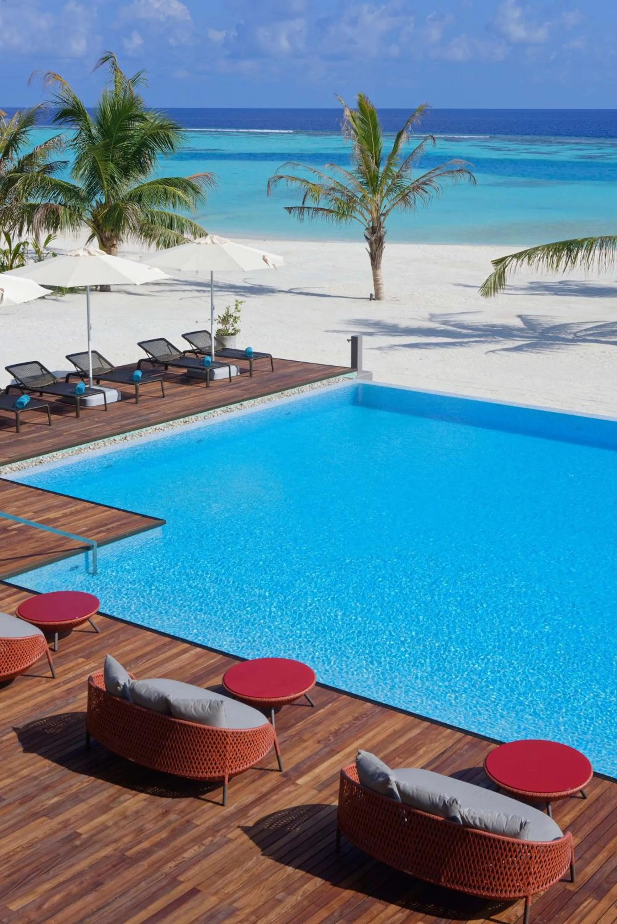 Pool view in OUTRIGGER Maldives Maafushivaru Resort