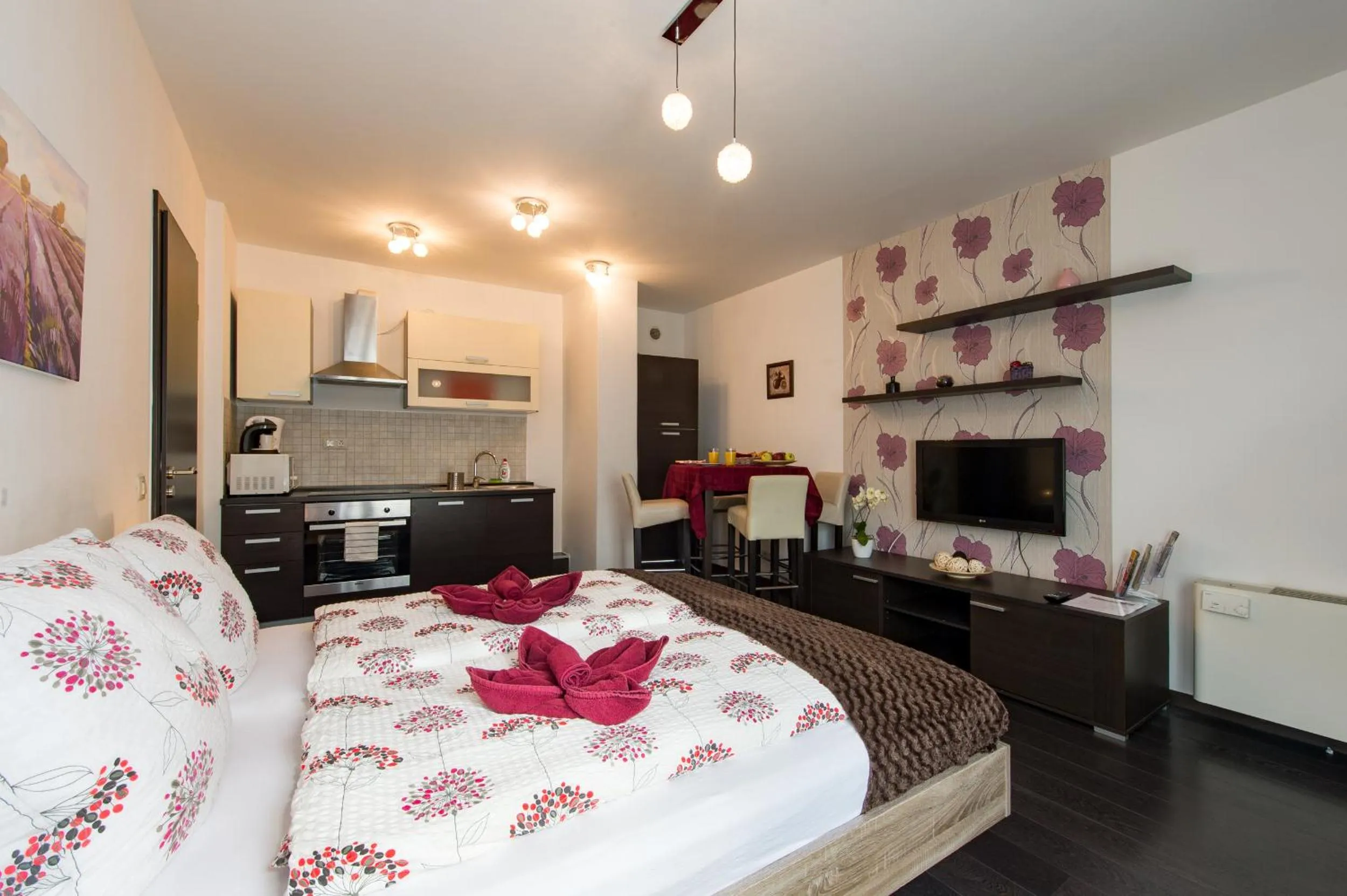 Living room, Bed in Budapest Center Residence