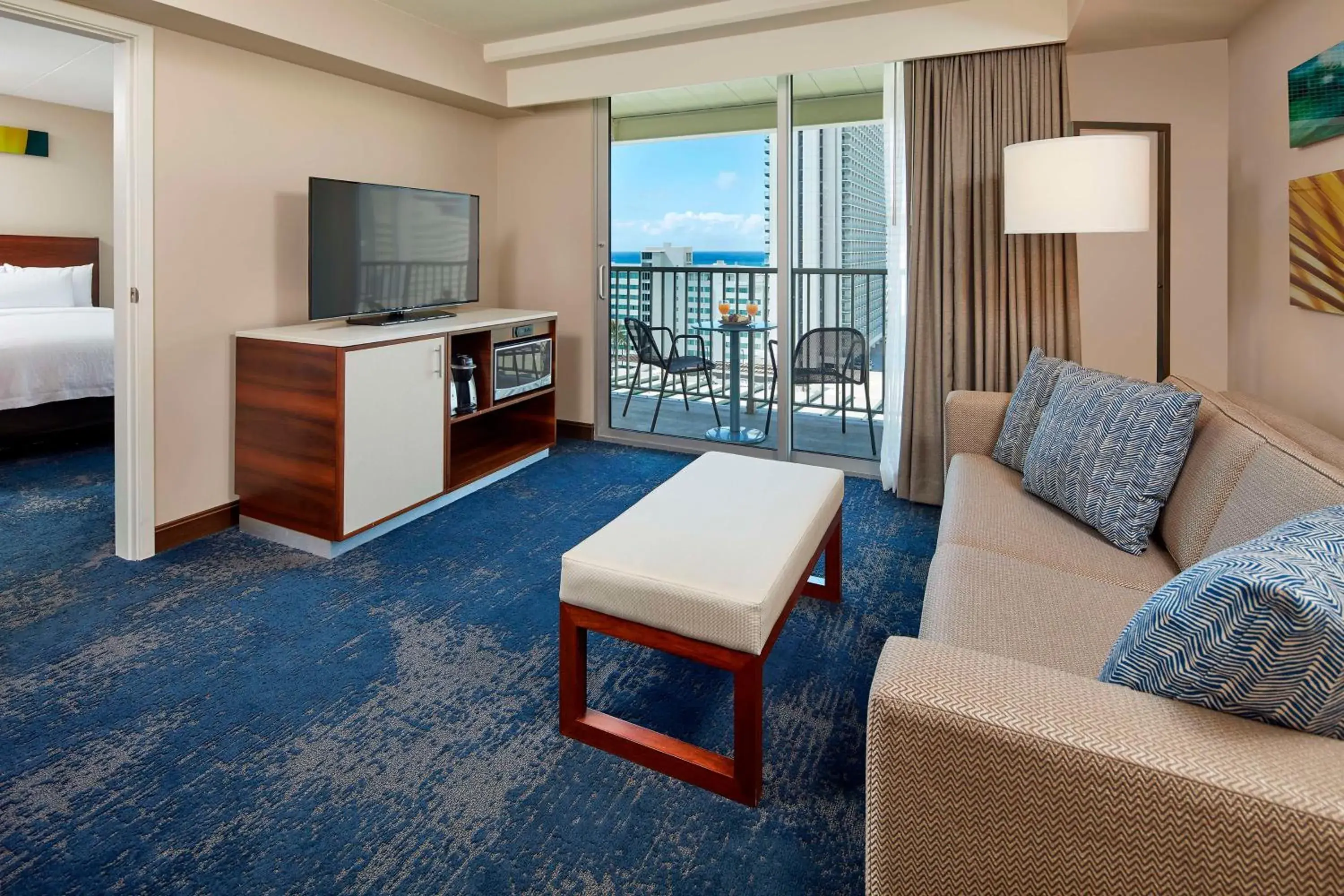Suite with Two Double Beds and One Sofa Bed with Partial Ocean View in Hilton Garden Inn Waikiki Beach Suite with Two Double Beds and One Sofa Bed with Partial Ocean View in Hilton Garden Inn Waikiki Beach