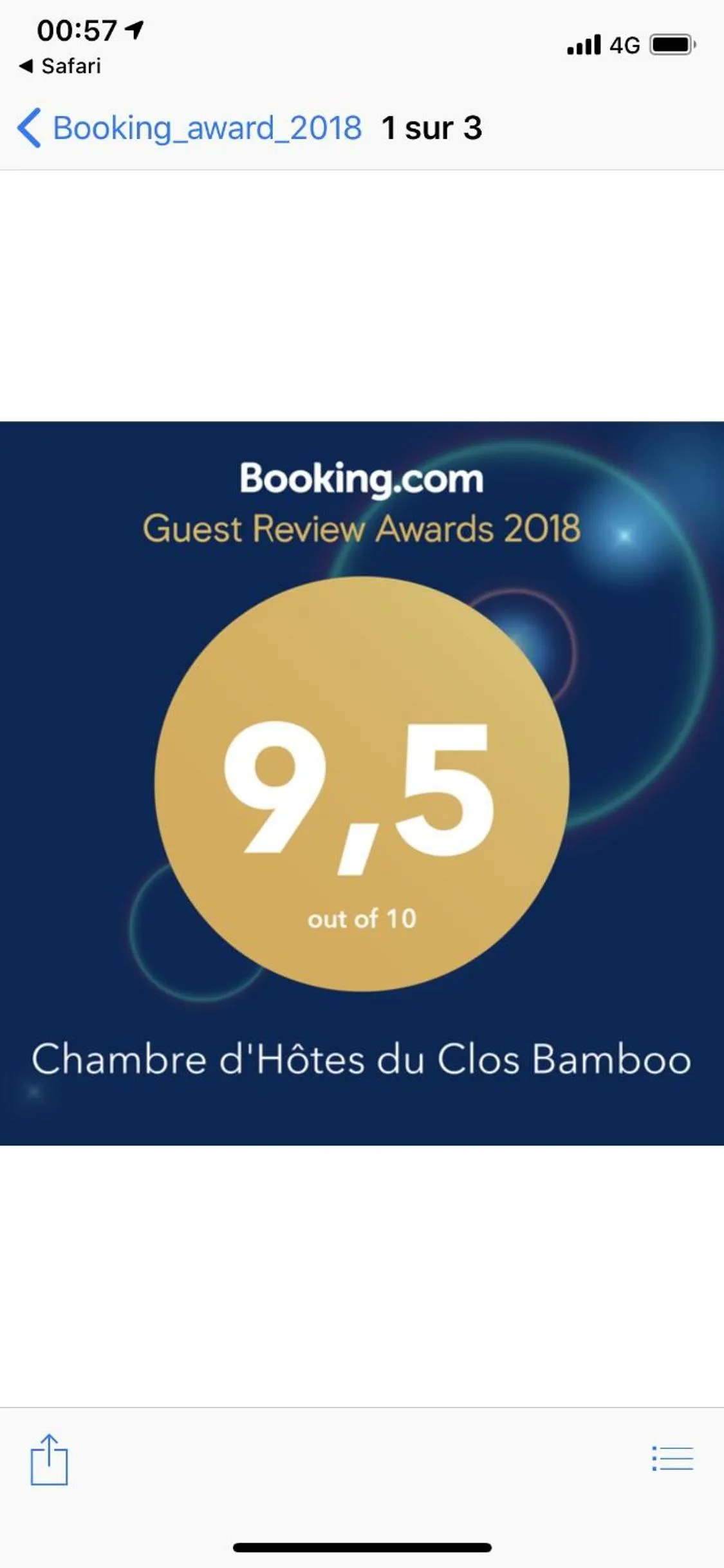 Certificate/Award in Chambre d'Hôtes du Clos Bamboo