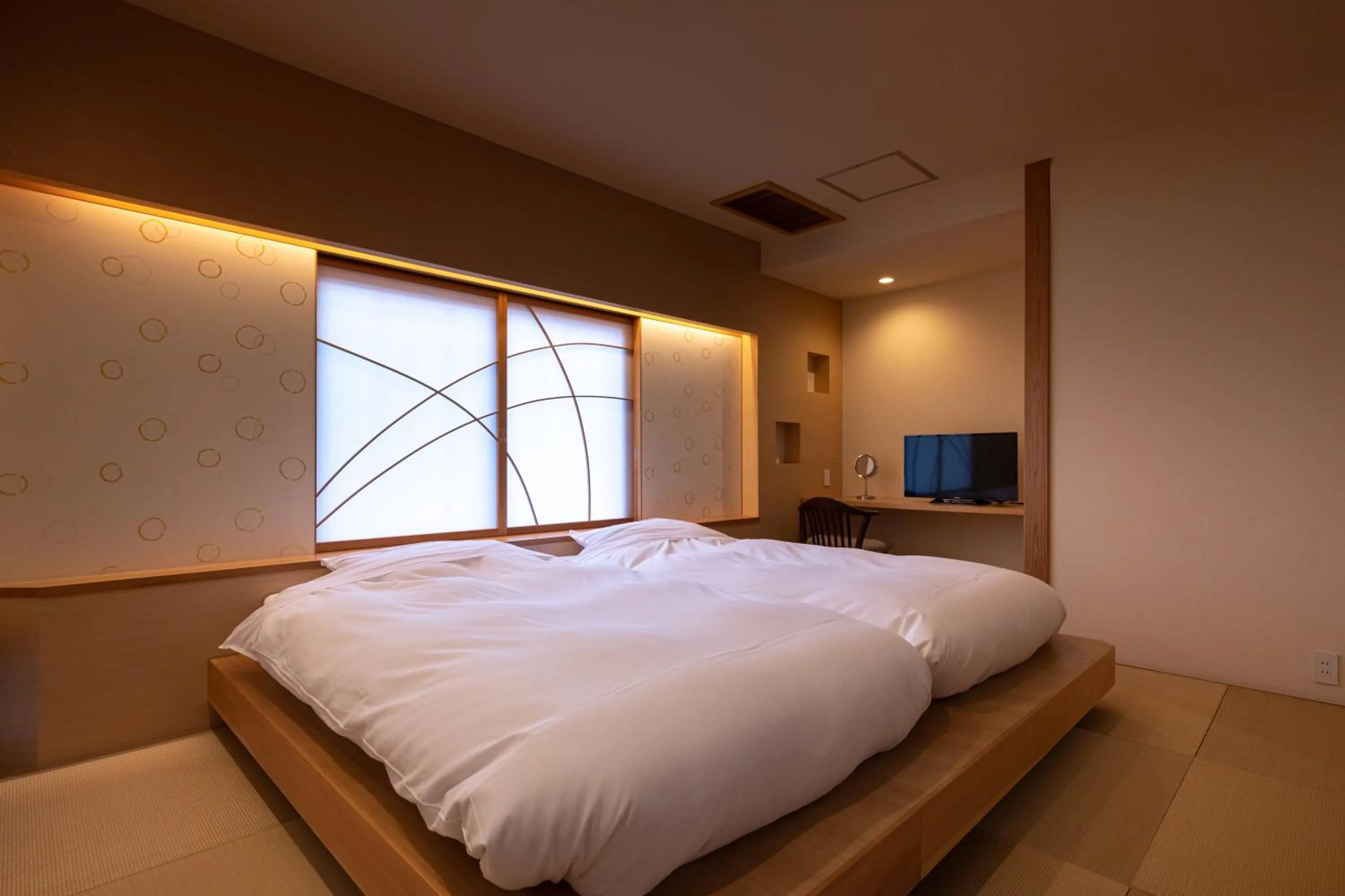 Bedroom, Bed in Shaga-no-Sato Yumeya