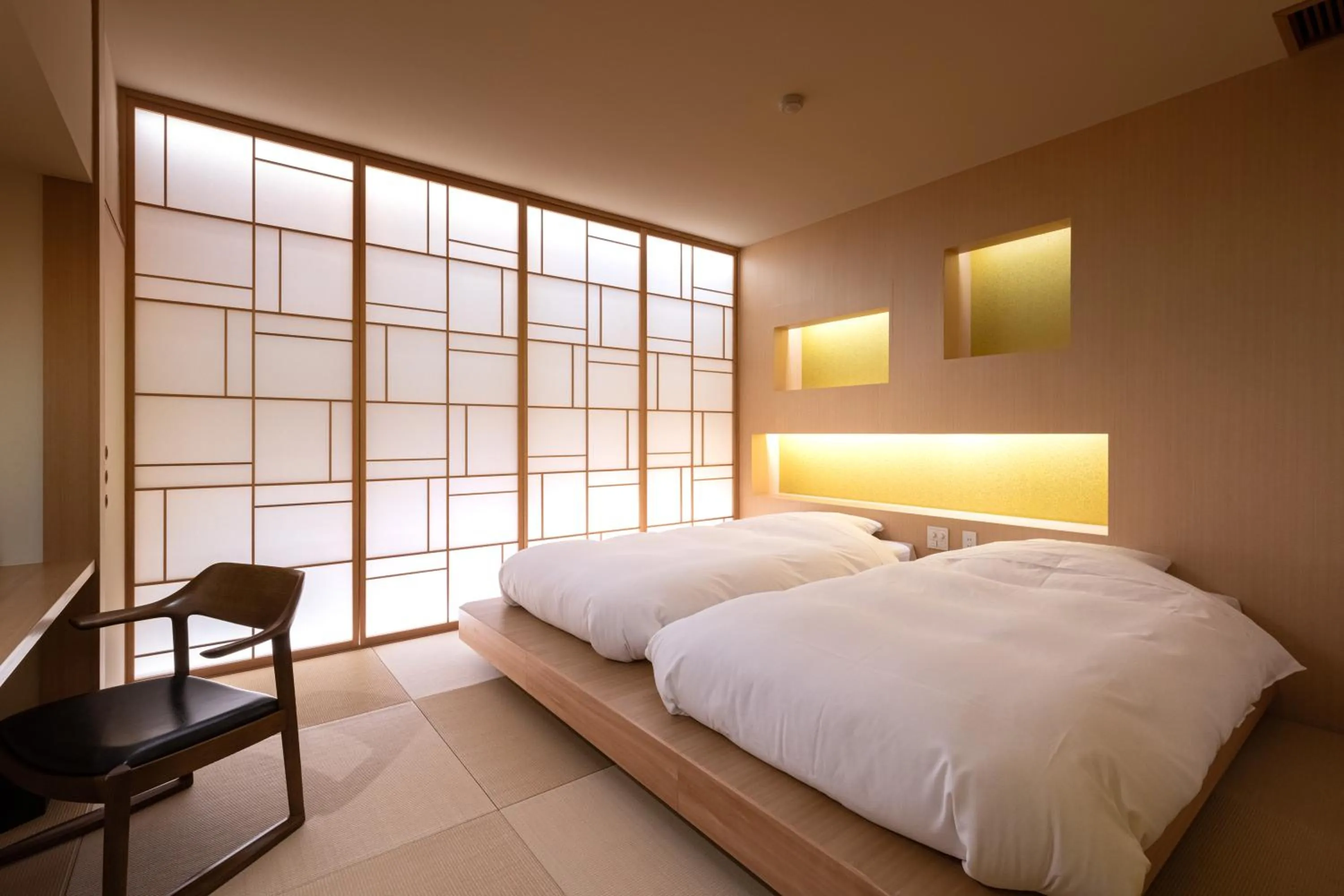 Bedroom, Bed in Shaga-no-Sato Yumeya