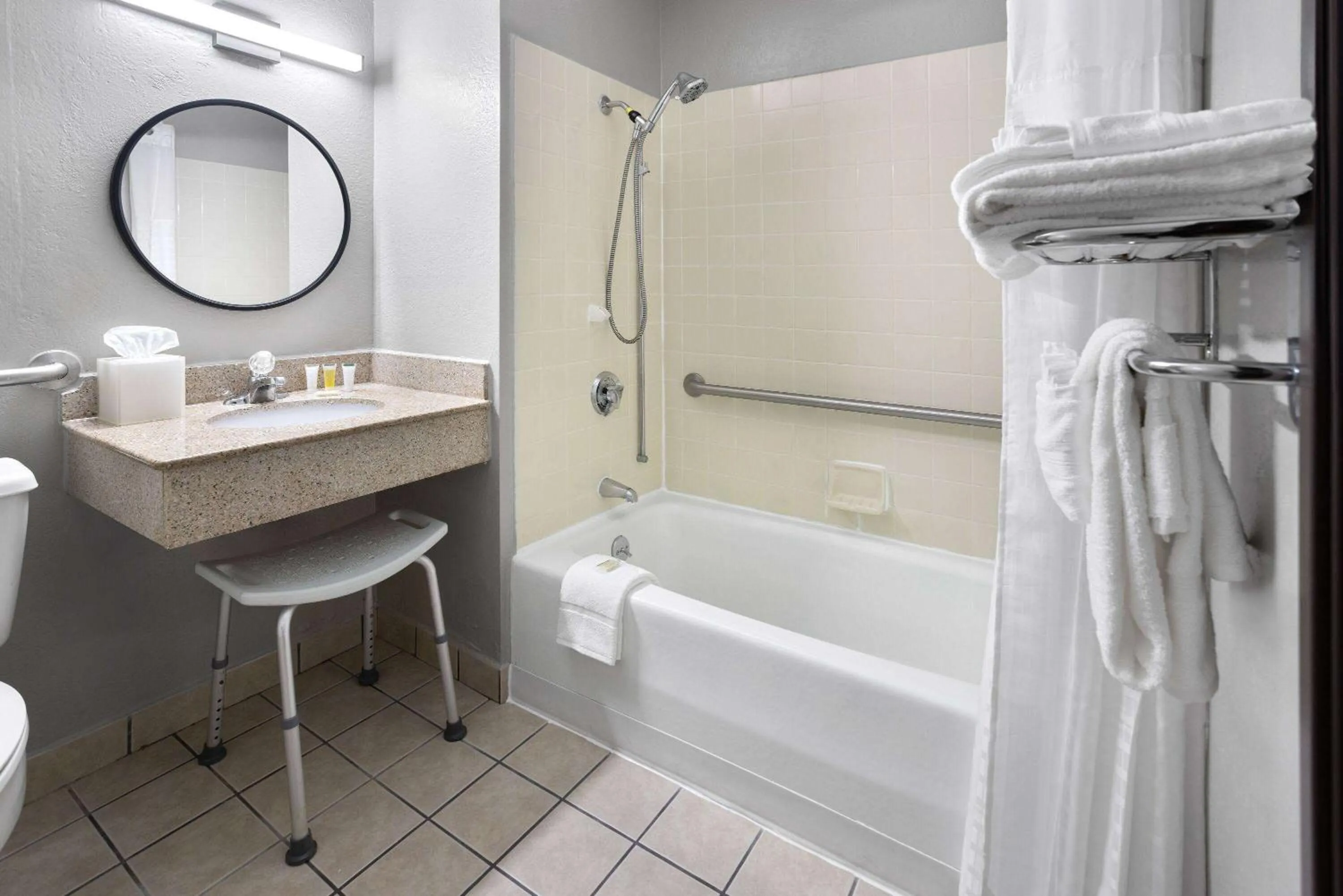 Bathroom in Super 8 by Wyndham St. Clairsville OH/Wheeling WV Area