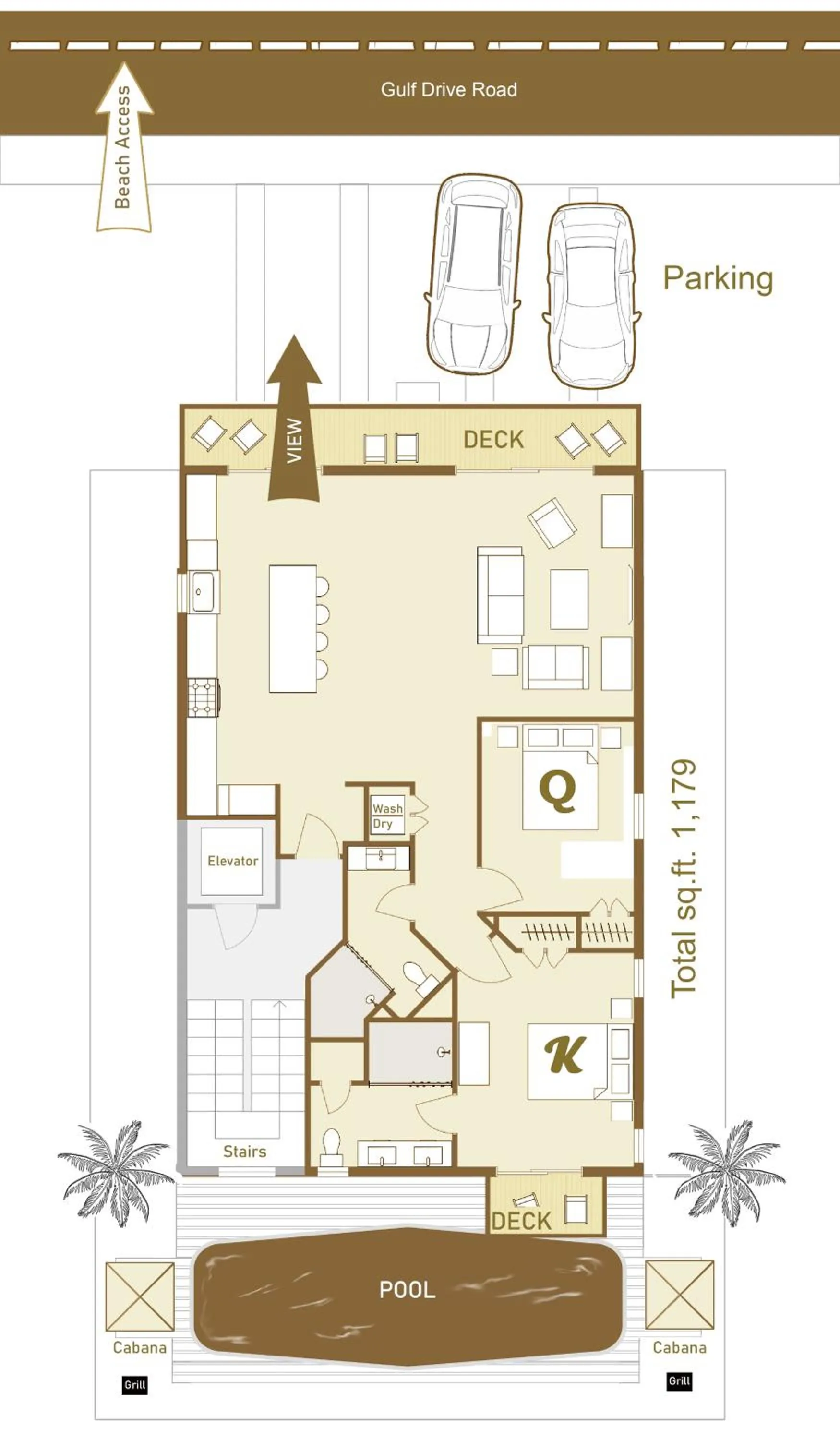 Floor plan in Bungalow Beach Resort