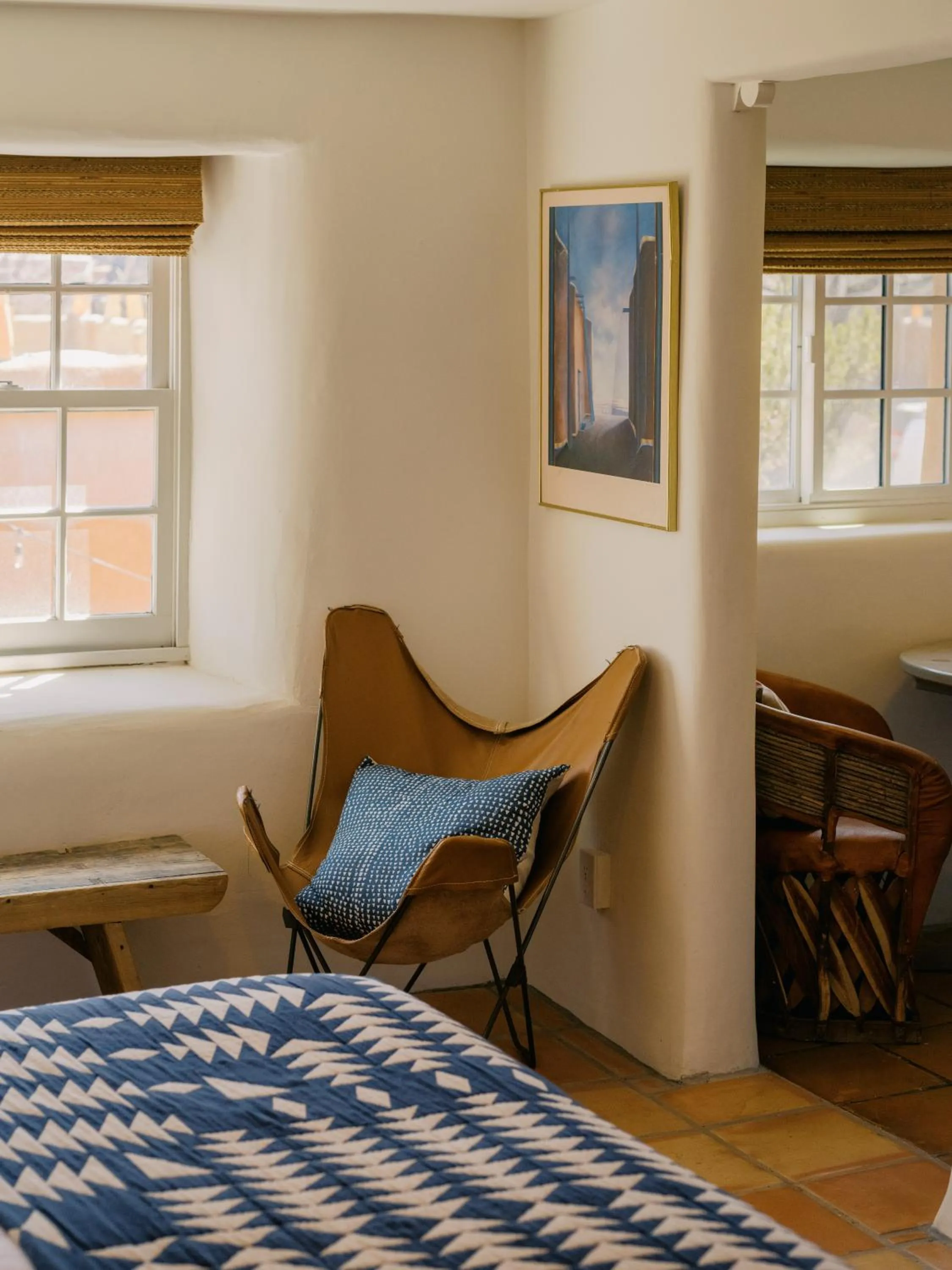 Decorative detail, Bed in Pueblo Bonito Inn