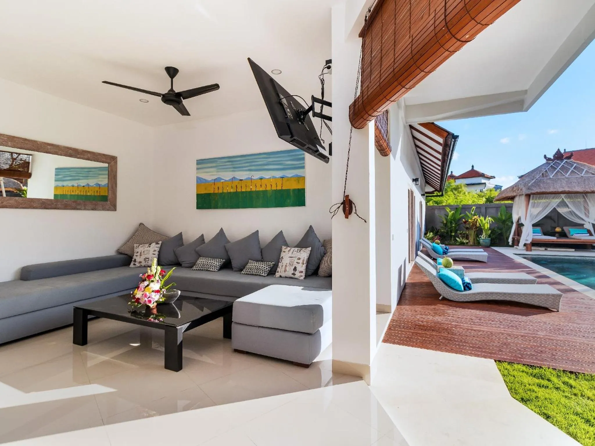 Living room in Villa Hiburan 1 by Villa Finder