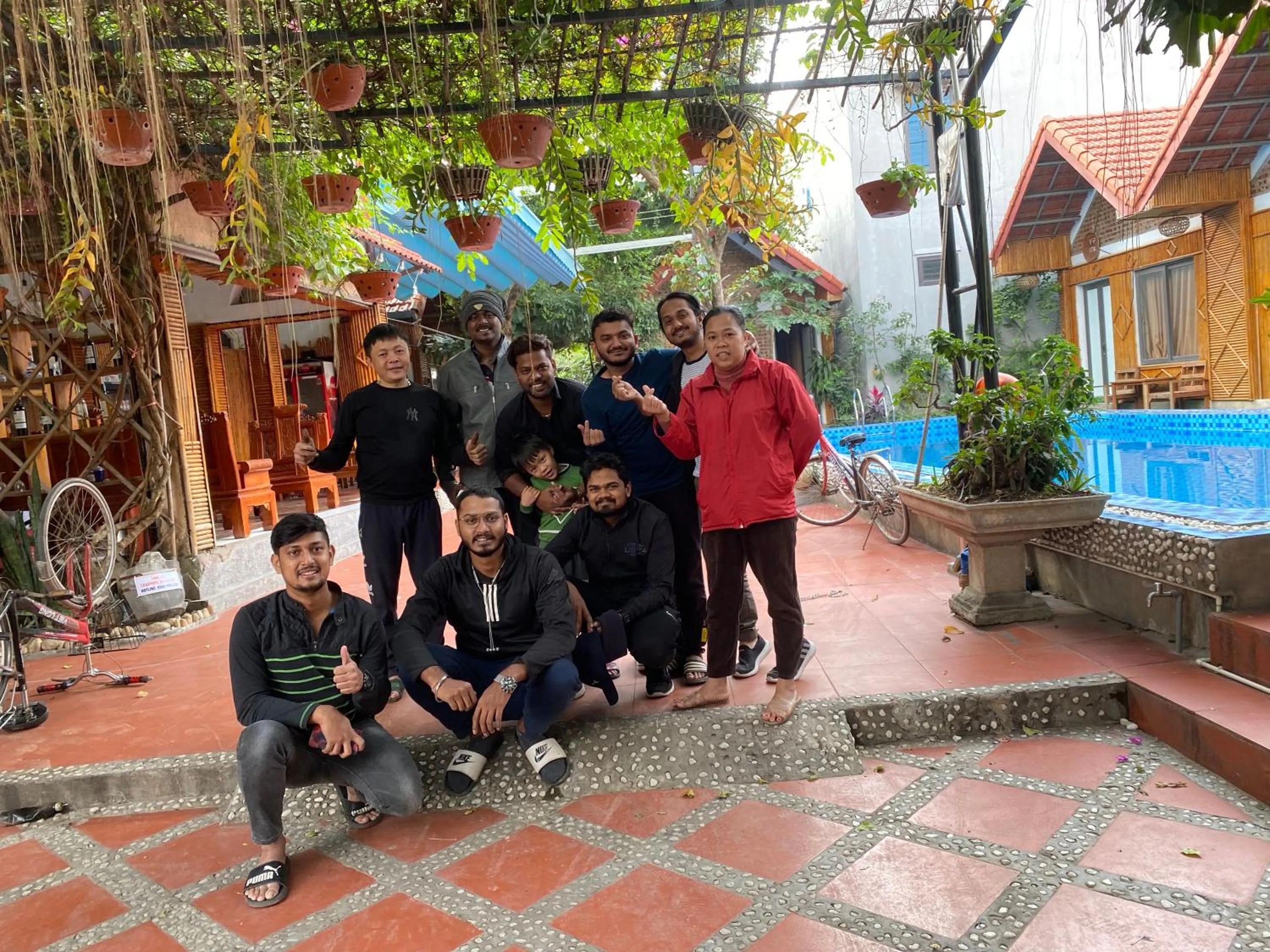 group of guests in Tam Coc Charming Bungalow