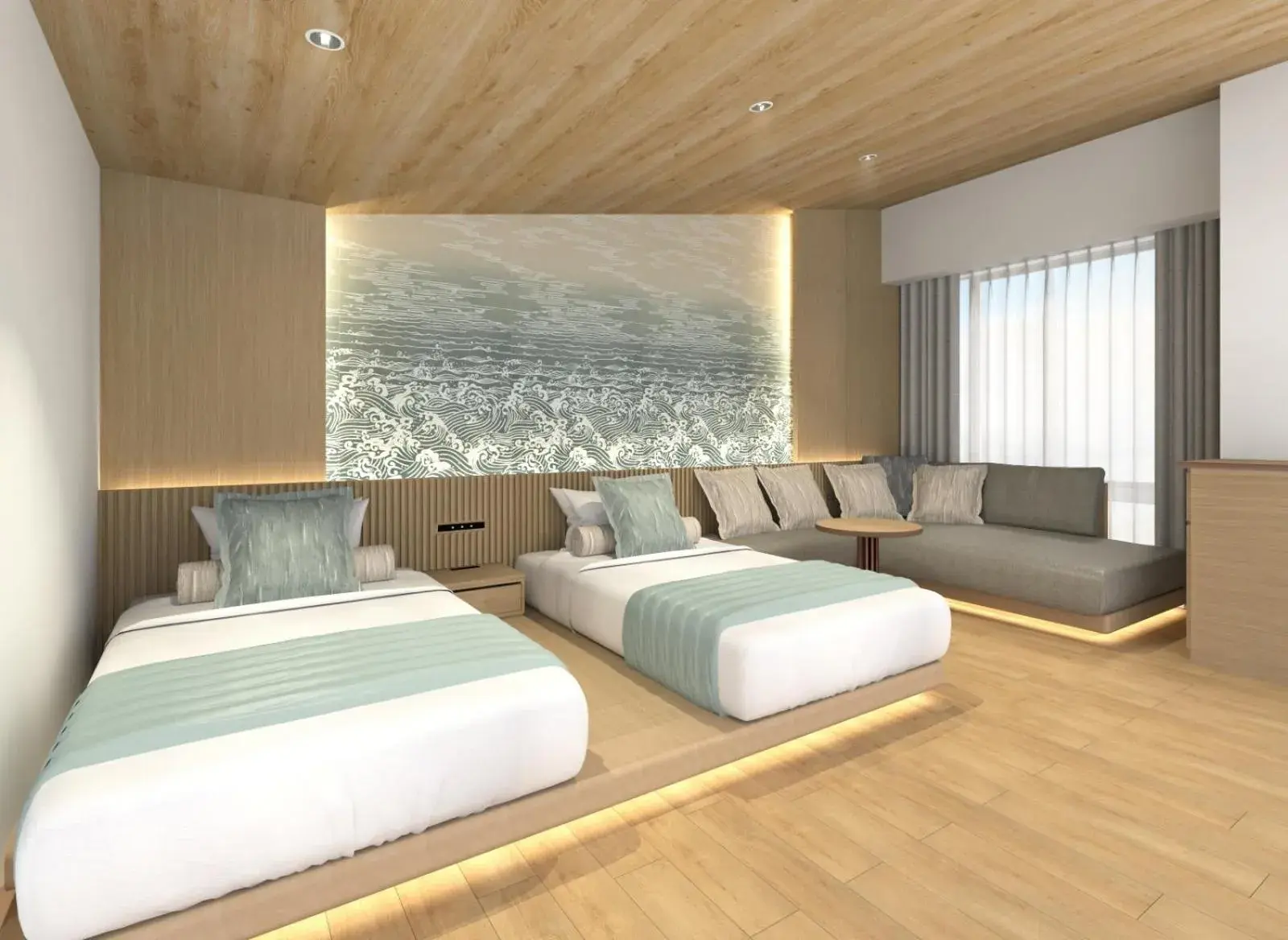 Twin Room with Train & Ocean View in La'gent Stay Hakodate Ekimae Twin Room with Train & Ocean View in La'gent Stay Hakodate Ekimae