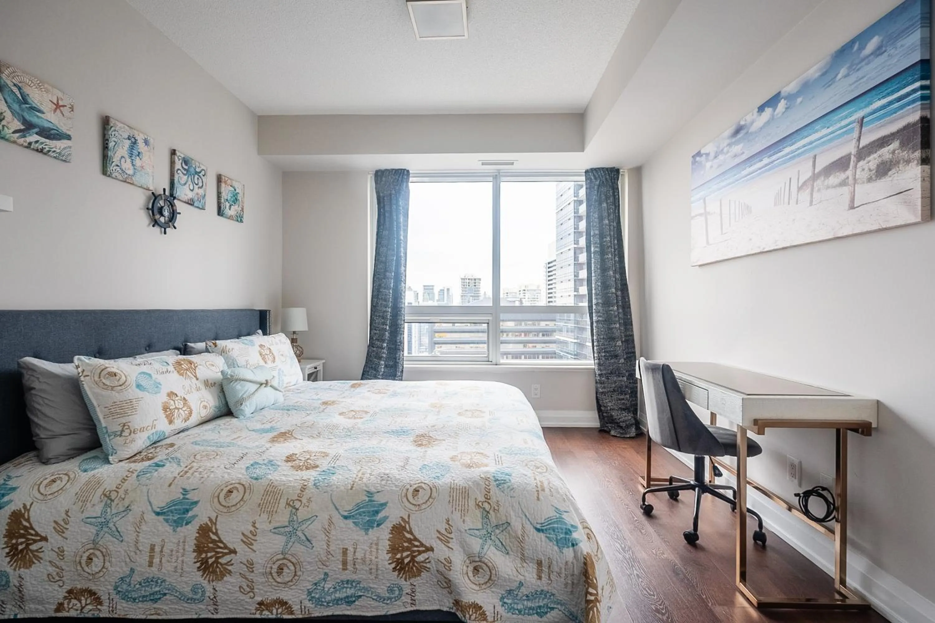 Bed in GLOBALSTAY Modern Apartments in North York Skyscraper