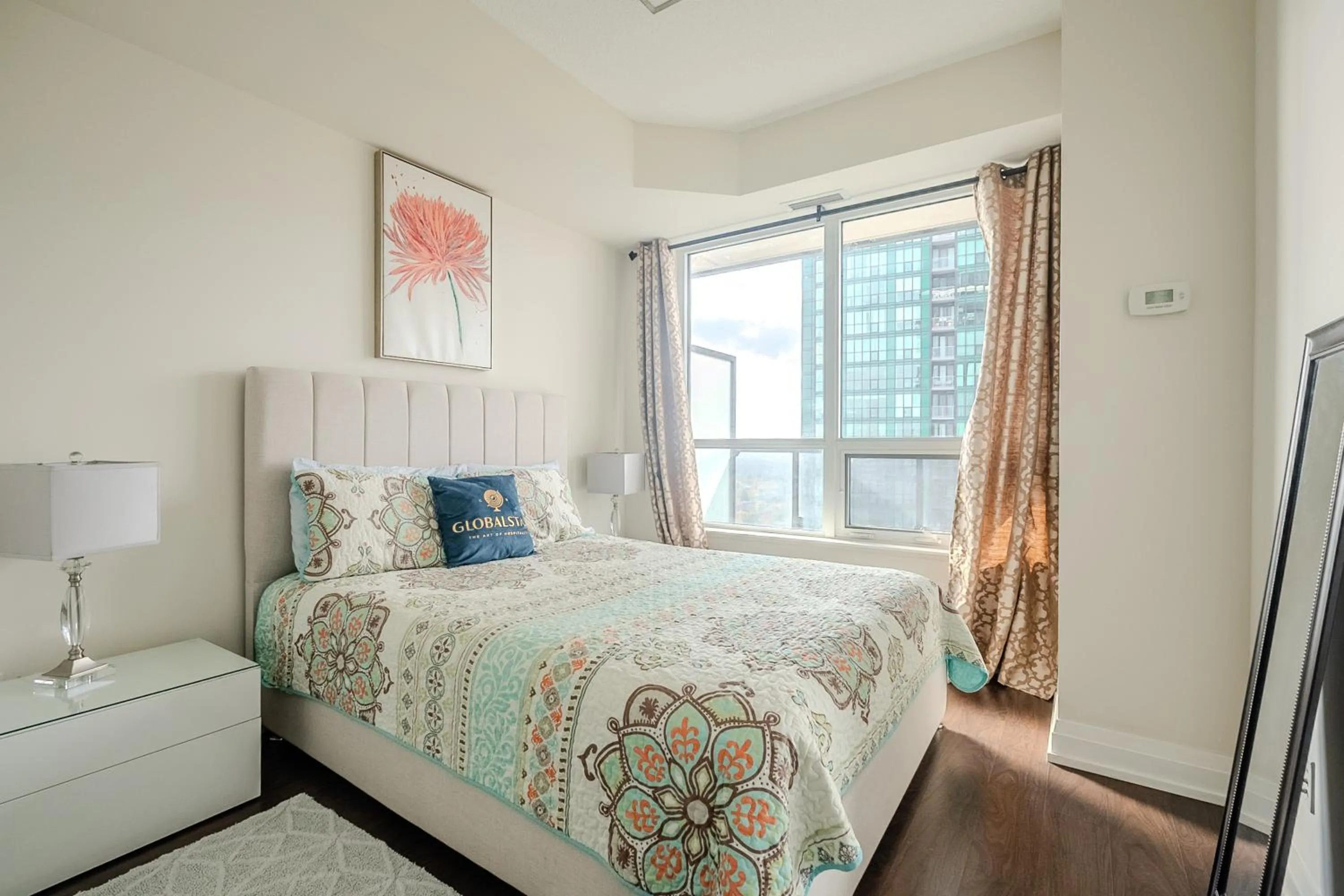 Bed in GLOBALSTAY Modern Apartments in North York Skyscraper