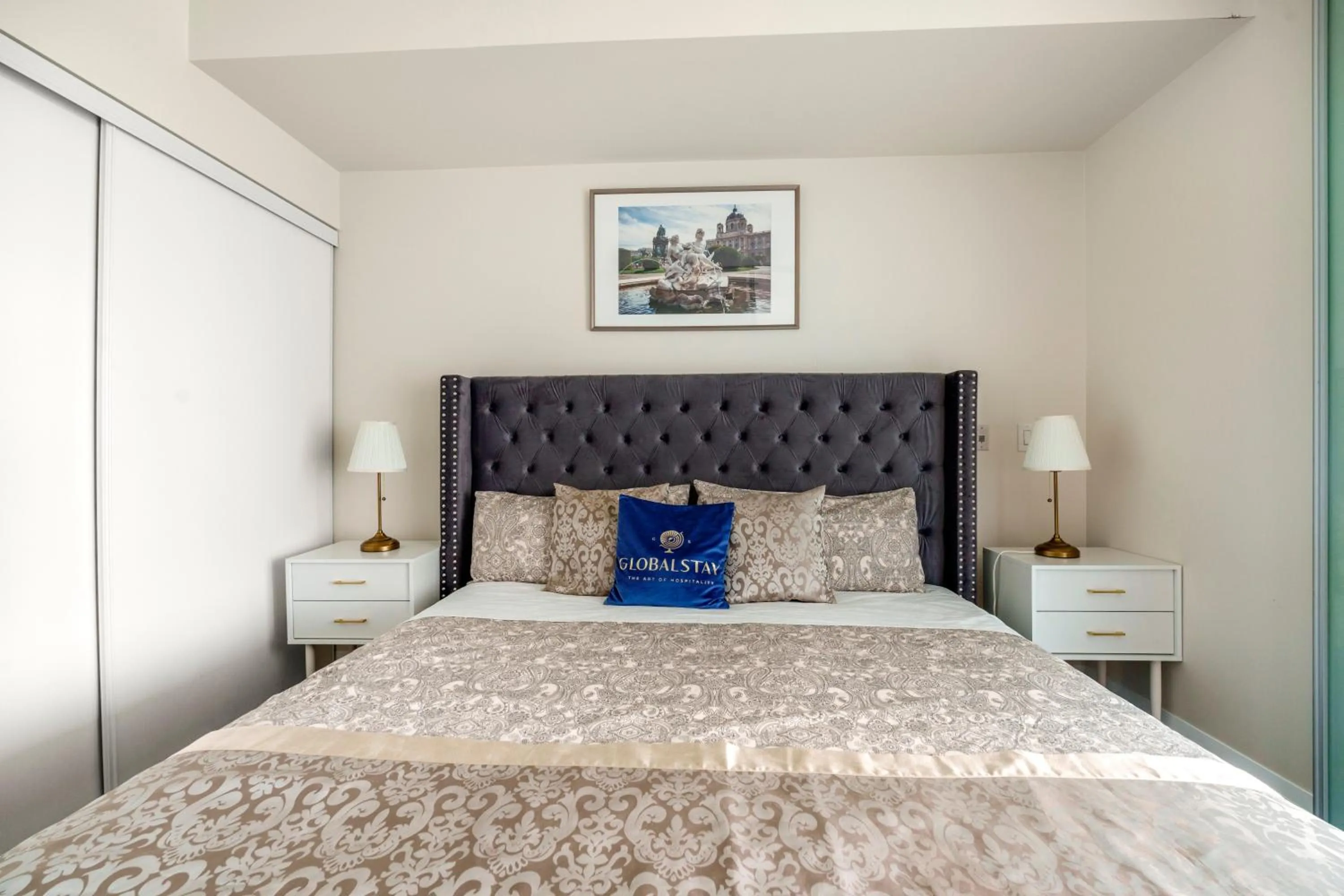 Bed in GLOBALSTAY Modern Apartments in North York Skyscraper