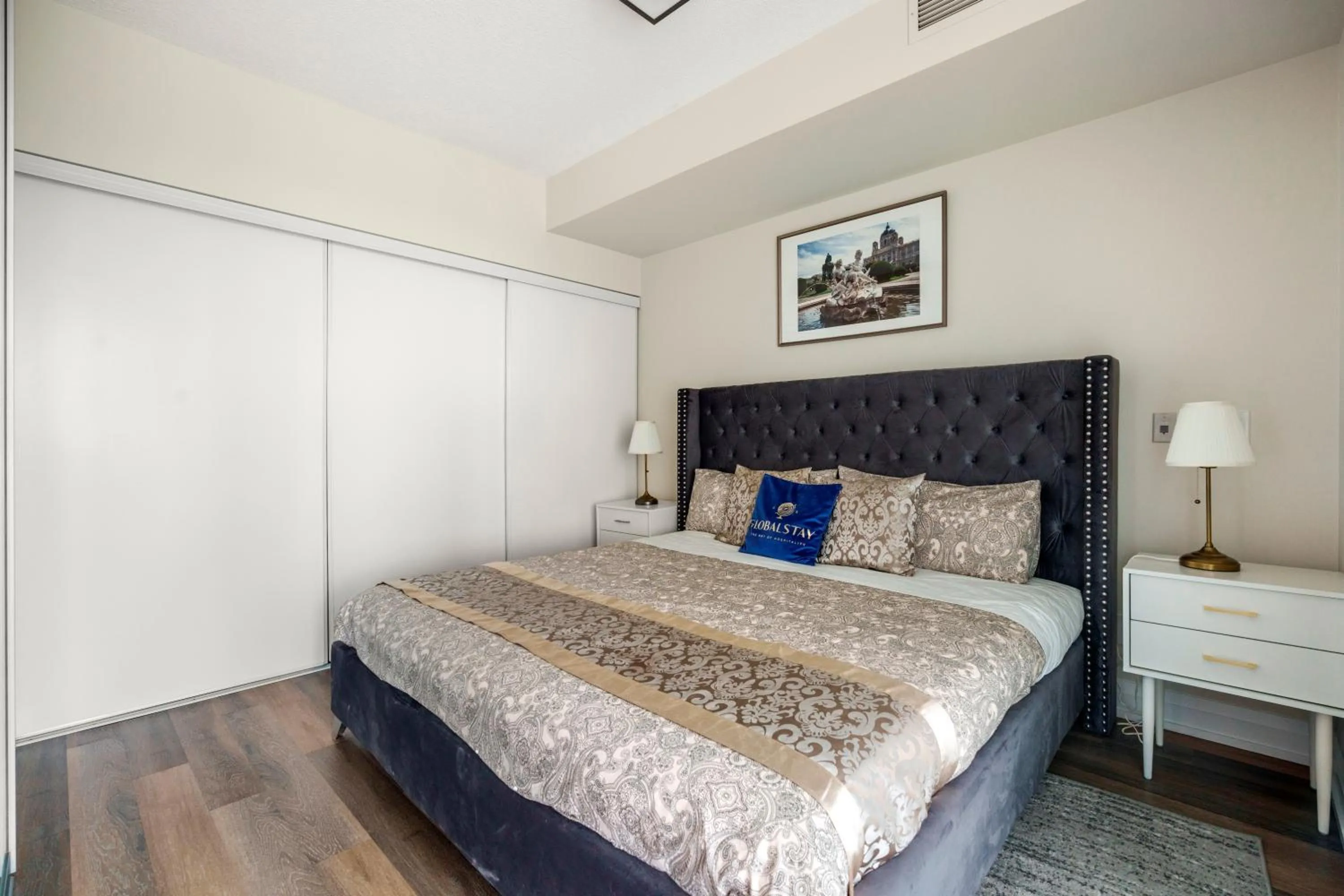 Bed in GLOBALSTAY Modern Apartments in North York Skyscraper