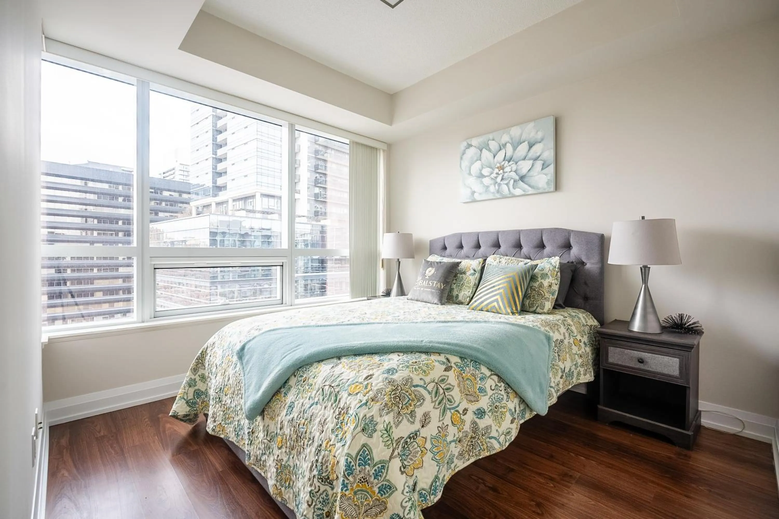Bed in GLOBALSTAY Modern Apartments in North York Skyscraper