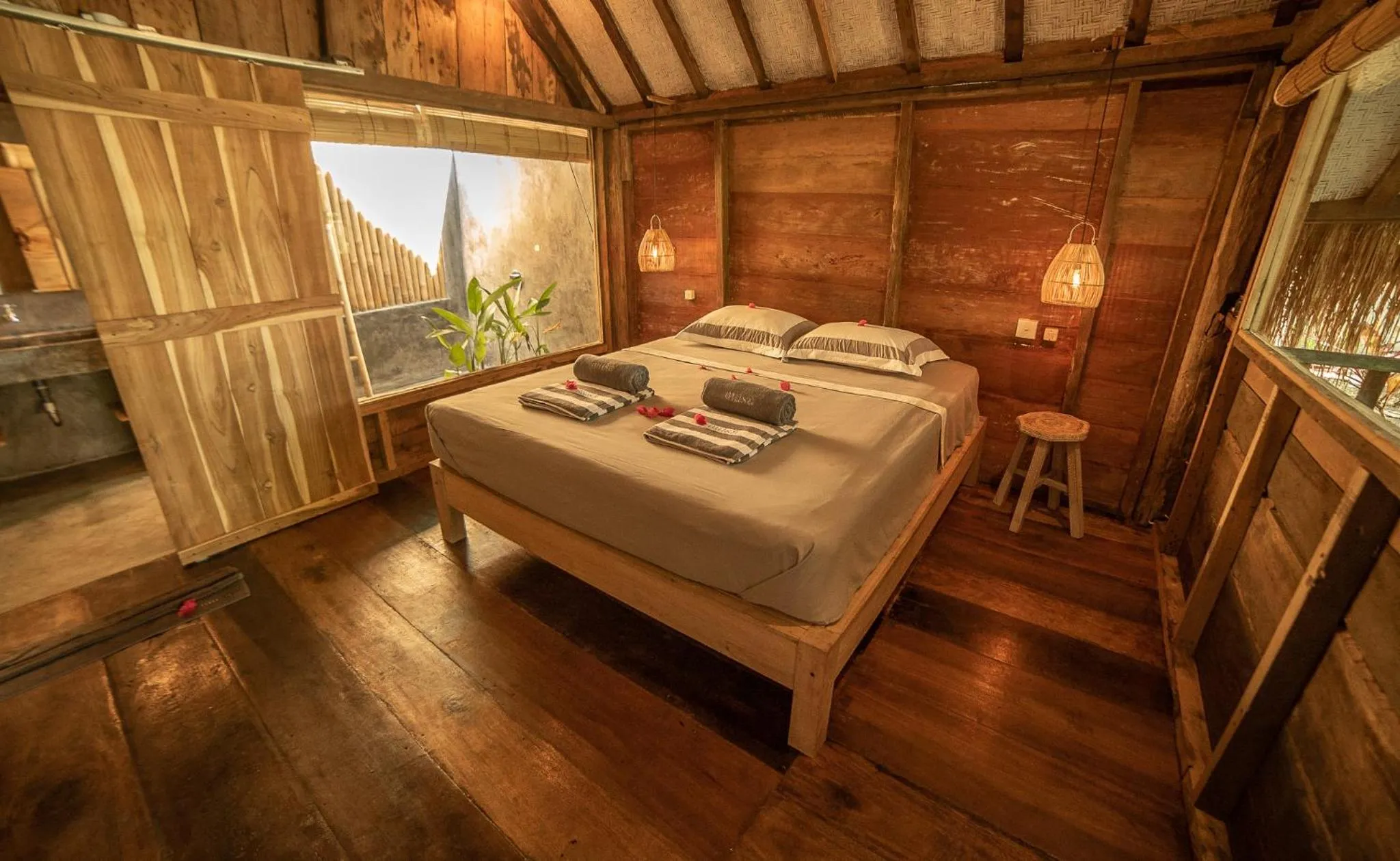 Bed in Musa Villas and Bungalows Gili Air