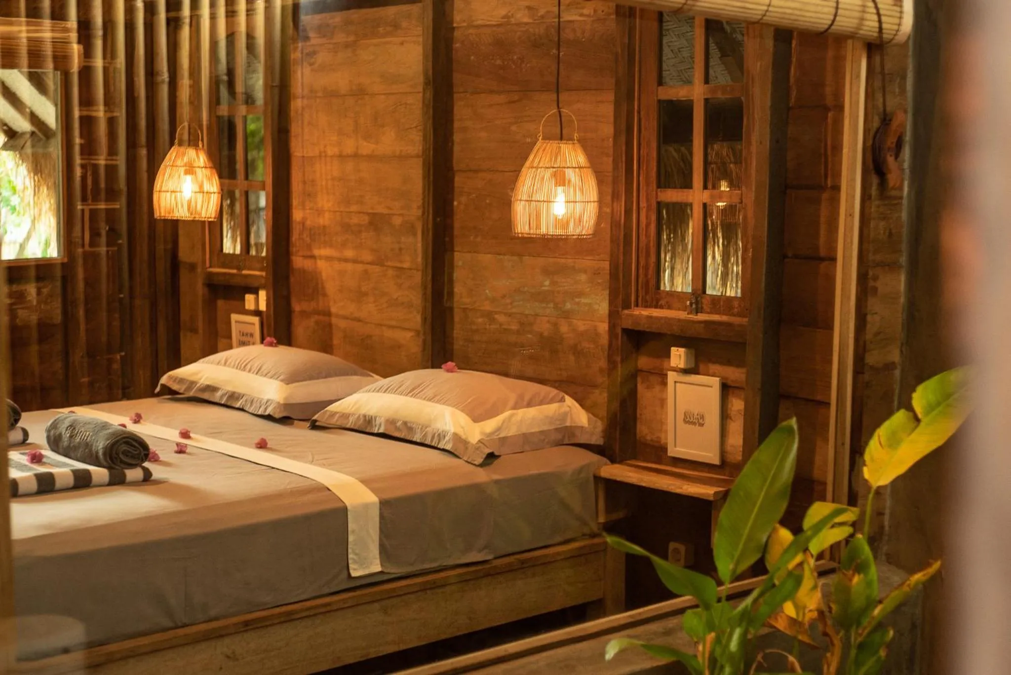 Bed in Musa Villas and Bungalows Gili Air