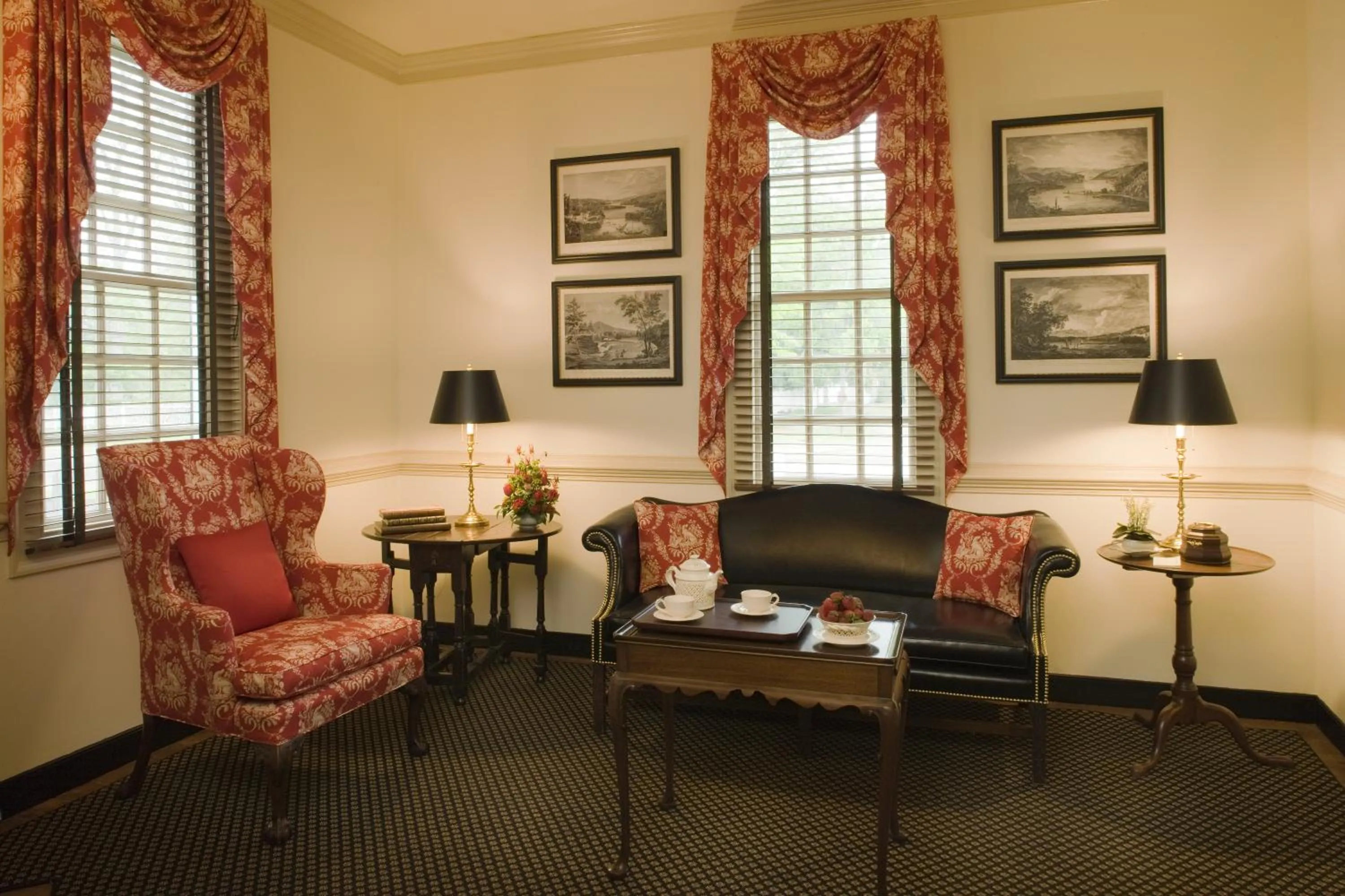 Seating area in Colonial Houses, an official Colonial Williamsburg Hotel