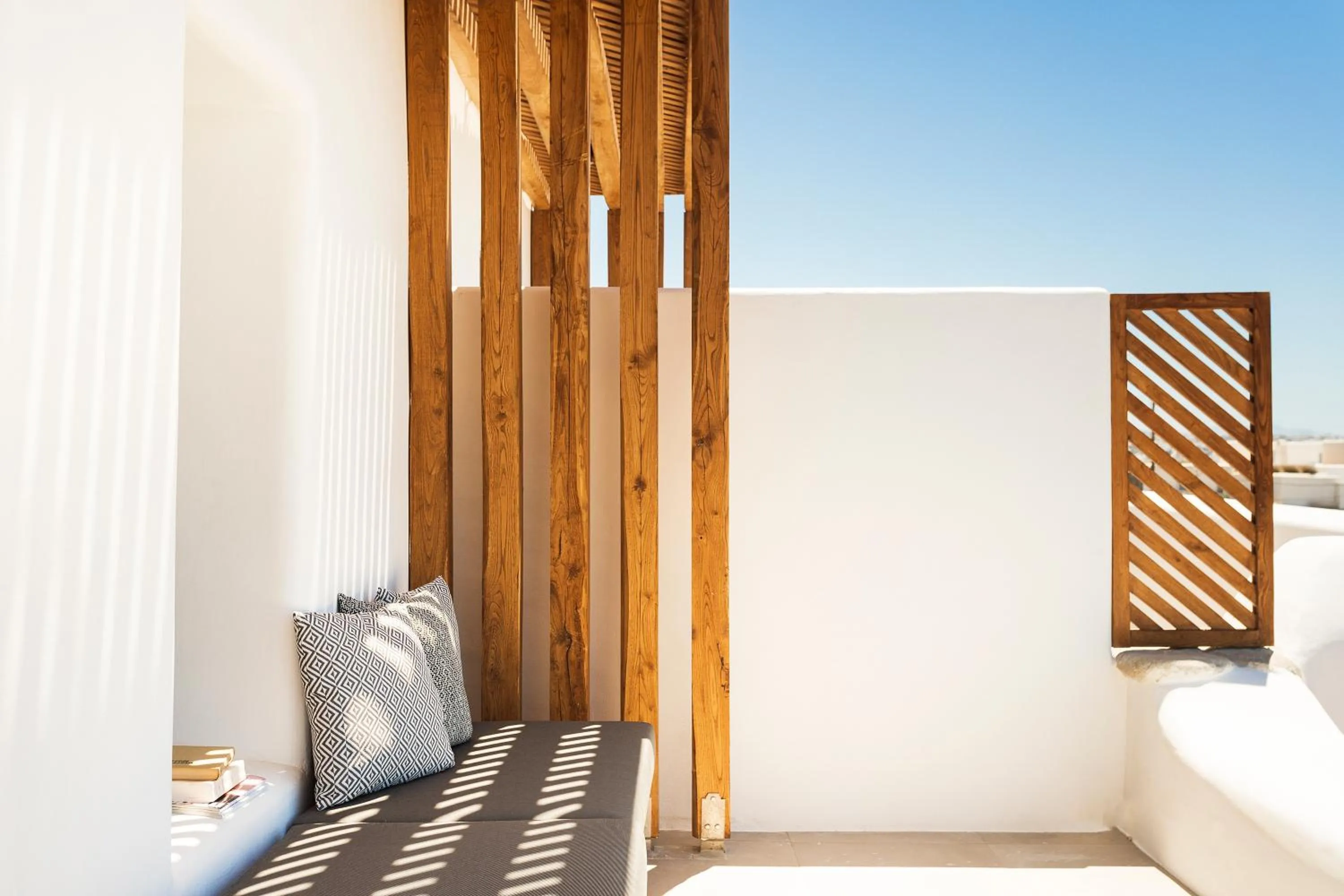 Balcony/Terrace, Bed in Mykonos Soul Luxury Suites