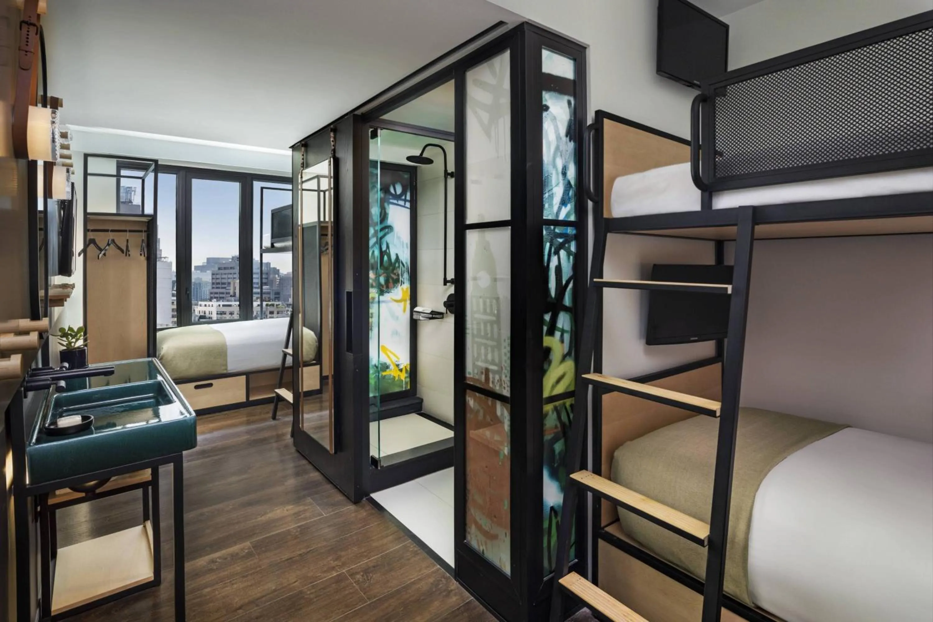 Photo of the whole room, Bed in Moxy NYC East Village