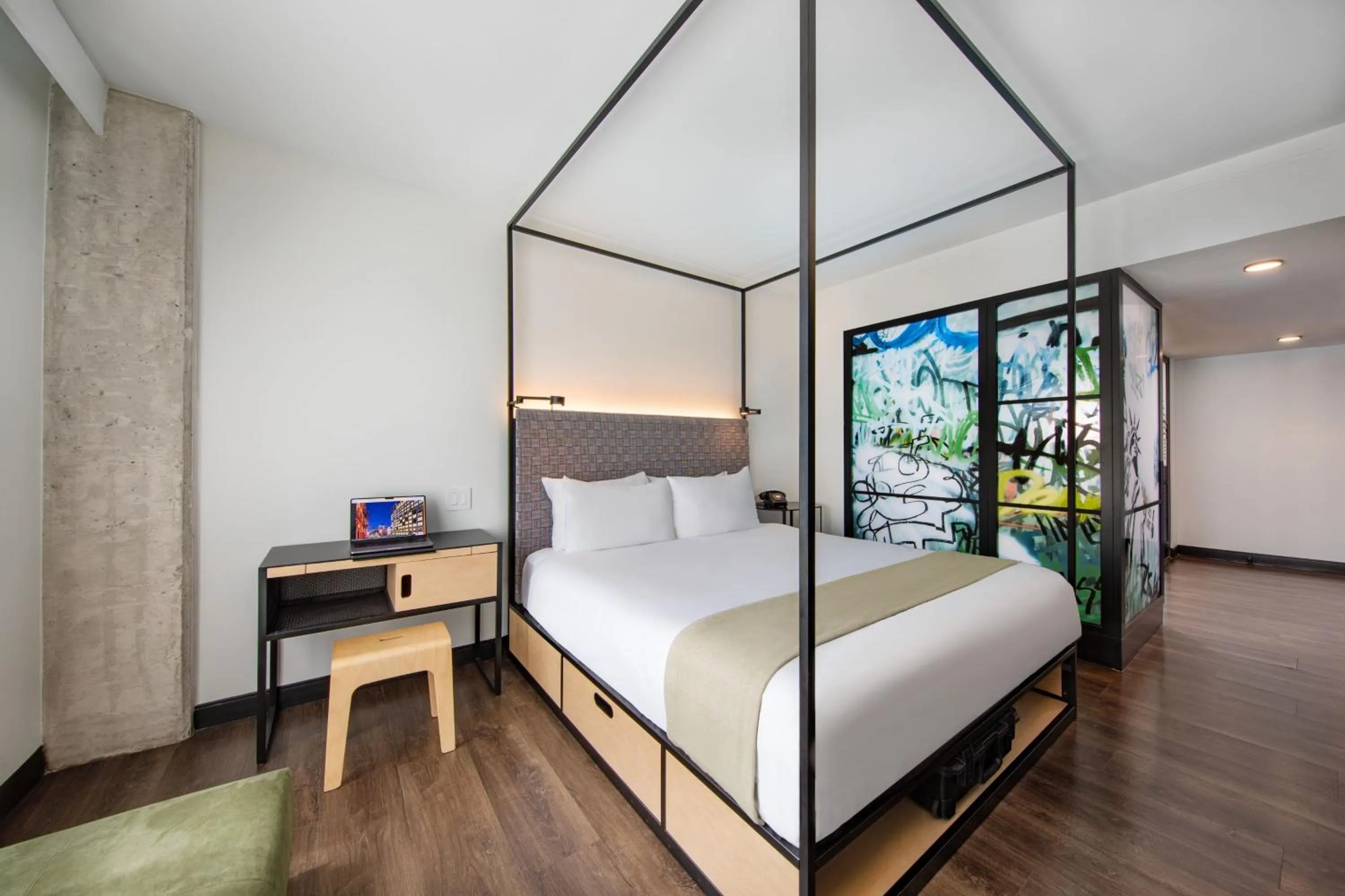 Photo of the whole room, Bed in Moxy NYC East Village