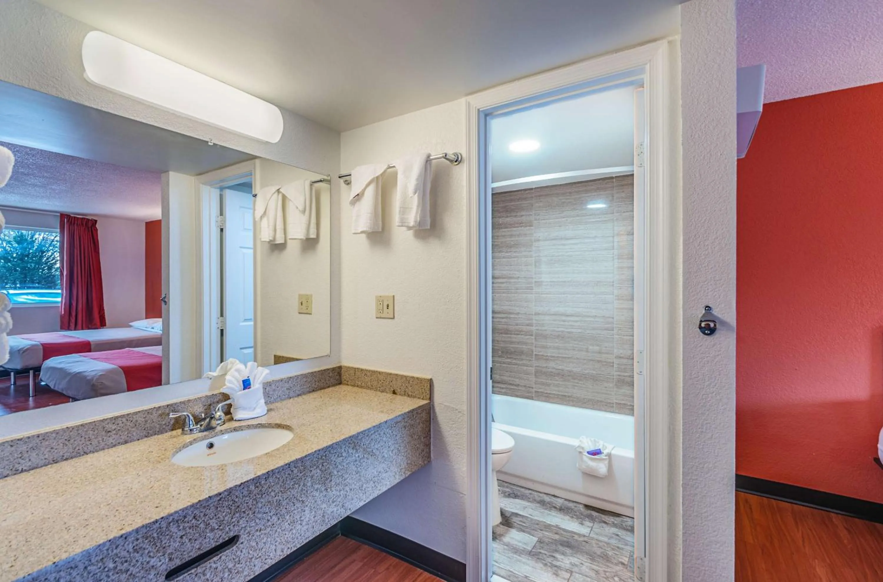 Toilet, Bed in Motel6 Winchester, VA