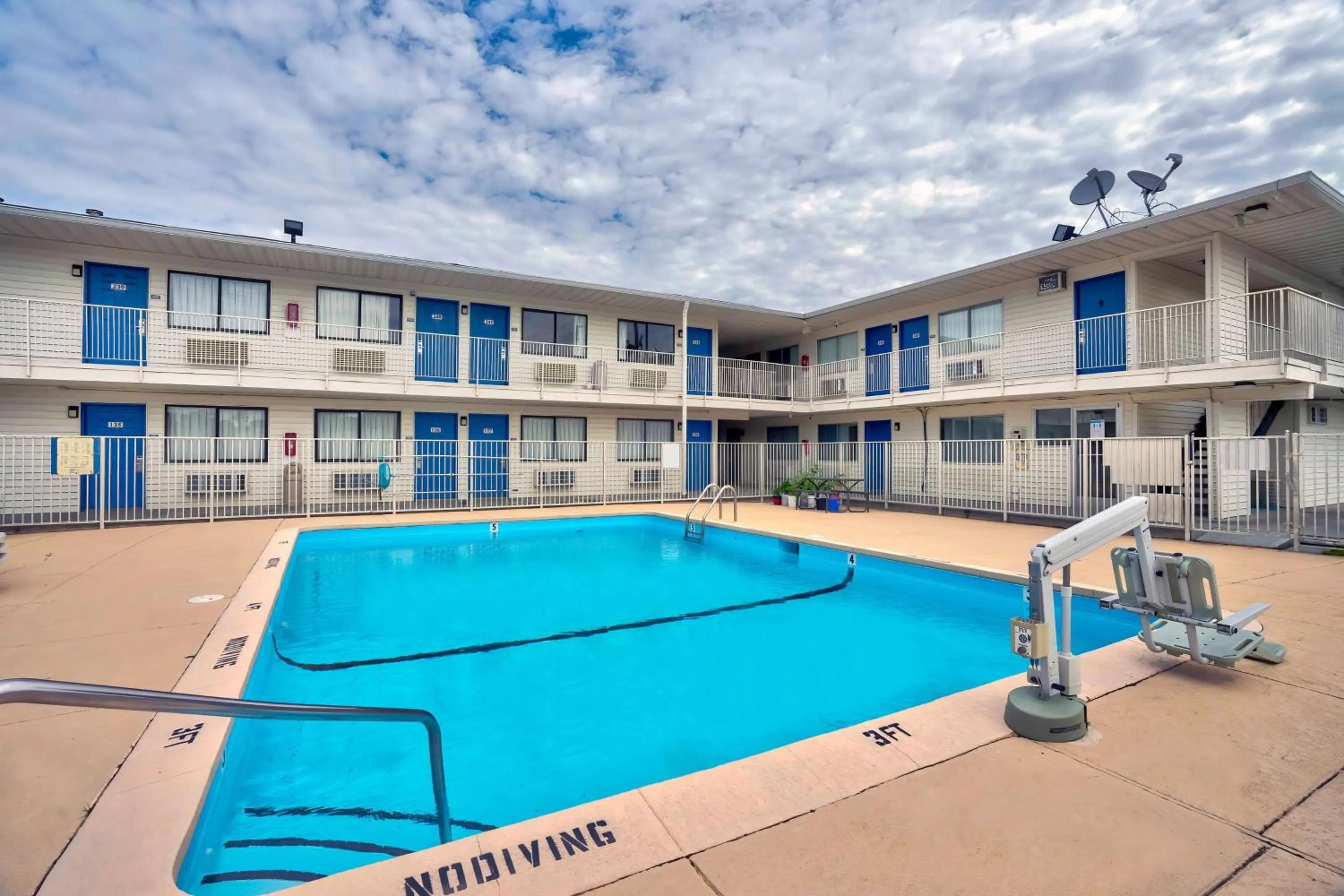 Pool view in Motel 6-Lumberton, NC