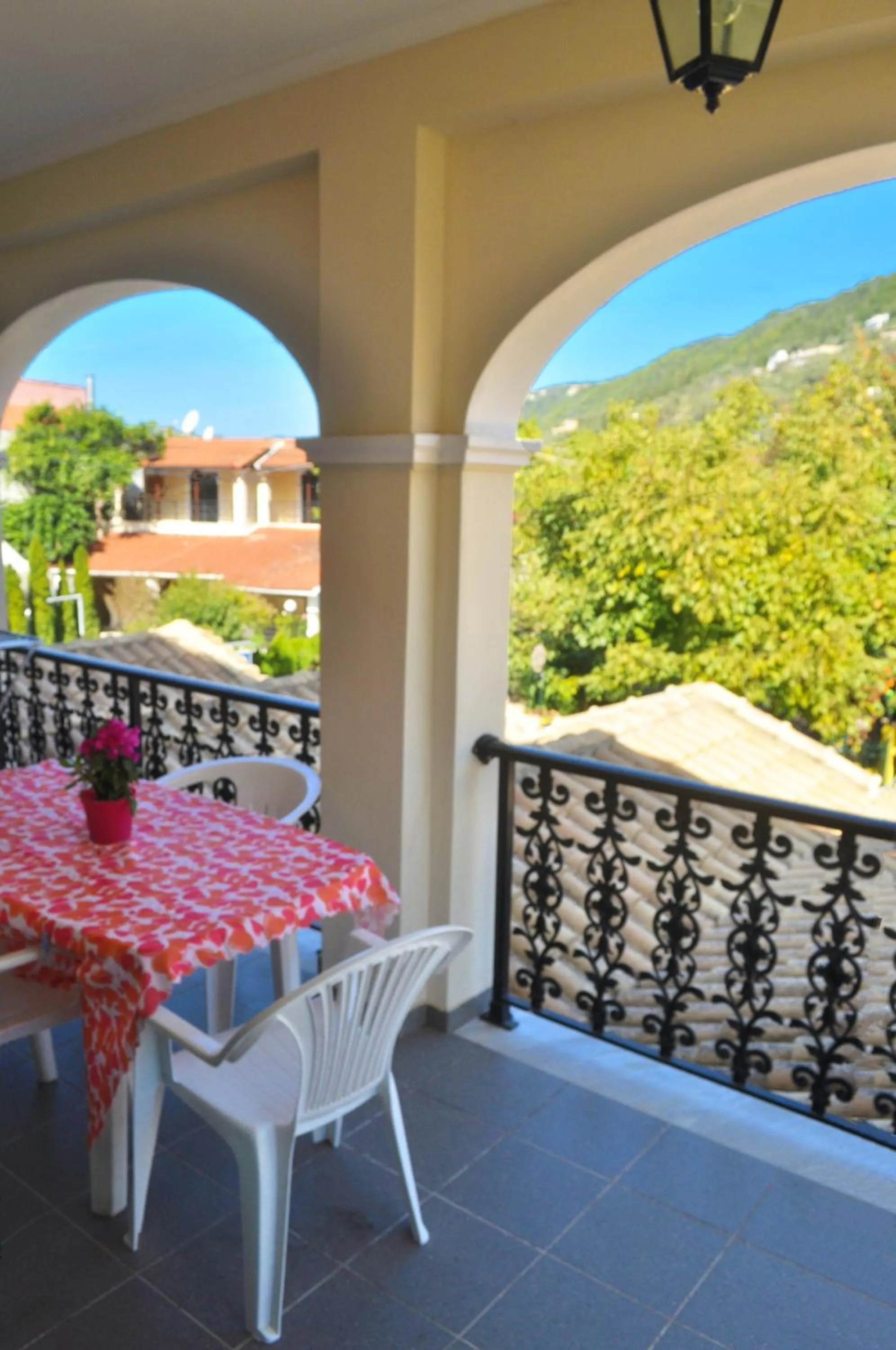 Patio in Holiday Apartments yannis on Agios Gordios beach in Corfu