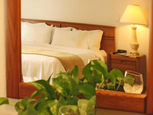 Decorative detail, Bed in Rosemont Suites