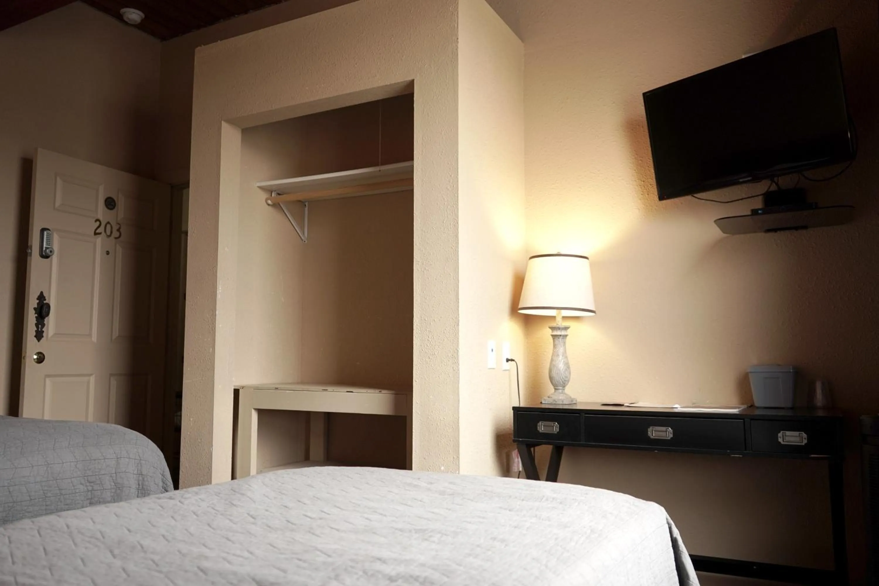 Bed in Old School Motel RV