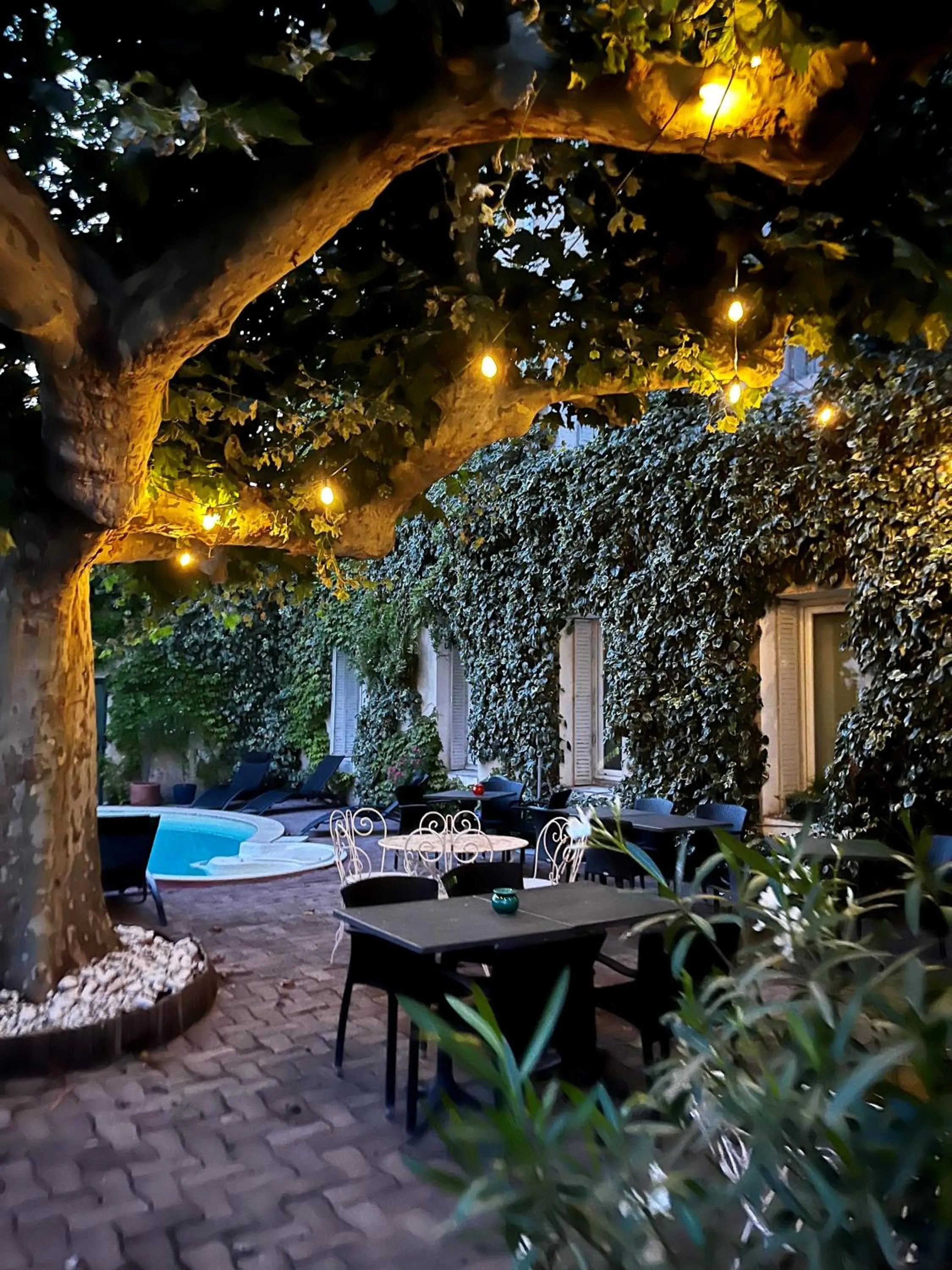 Patio in Cit'Hotel Le Louvre Orange