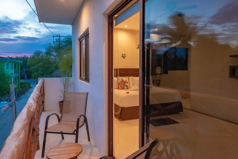 Balcony/Terrace, Bed in Villas Palmar Holbox
