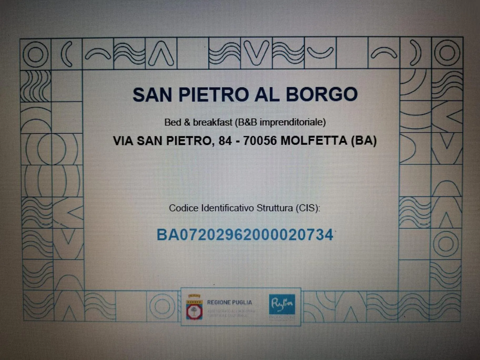 Logo/Certificate/Sign in San Pietro al Borgo