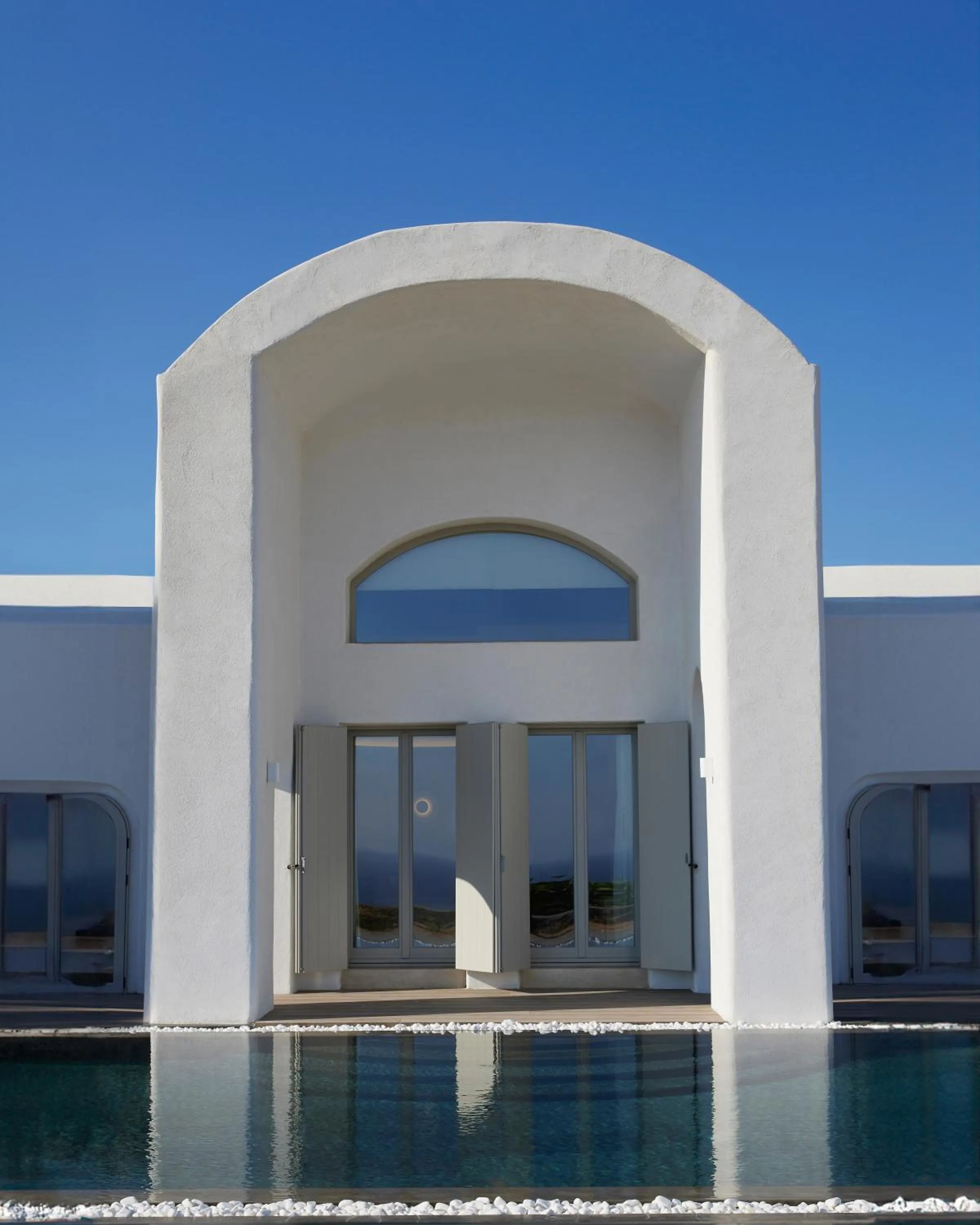 Pool view in Danae Suites Santorini