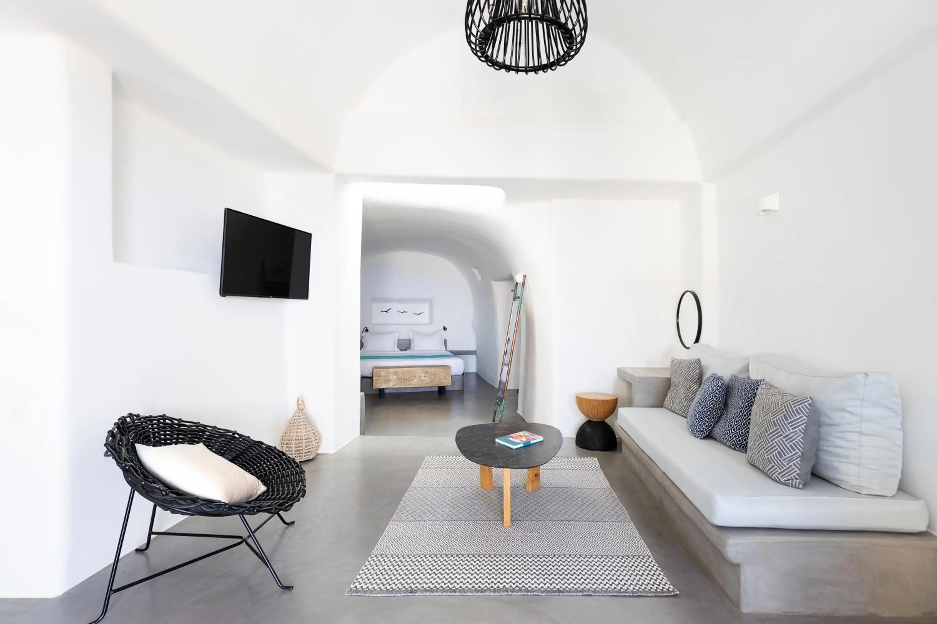Seating area in Danae Suites Santorini
