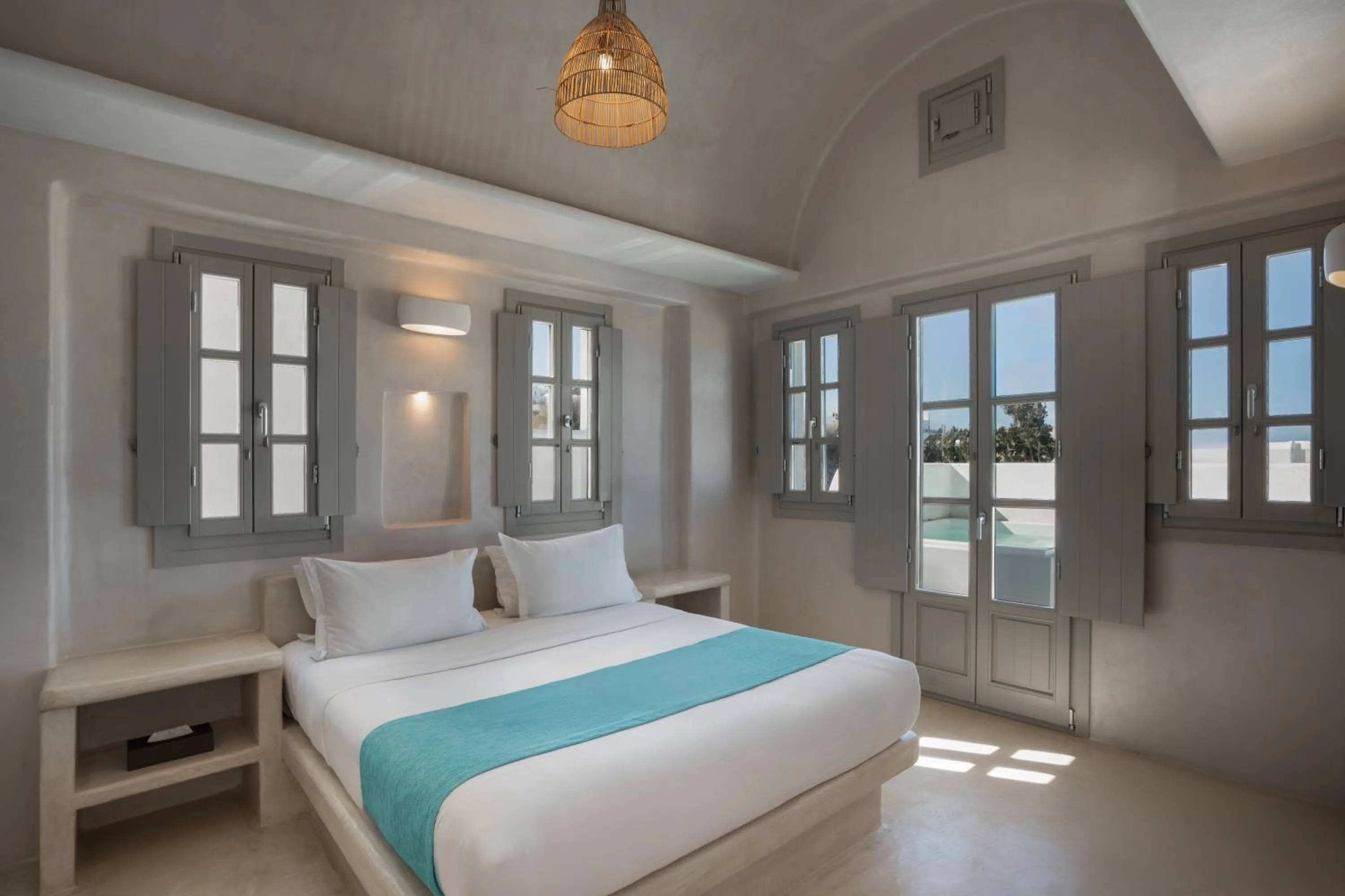 Bedroom, Bed in Danae Suites Santorini