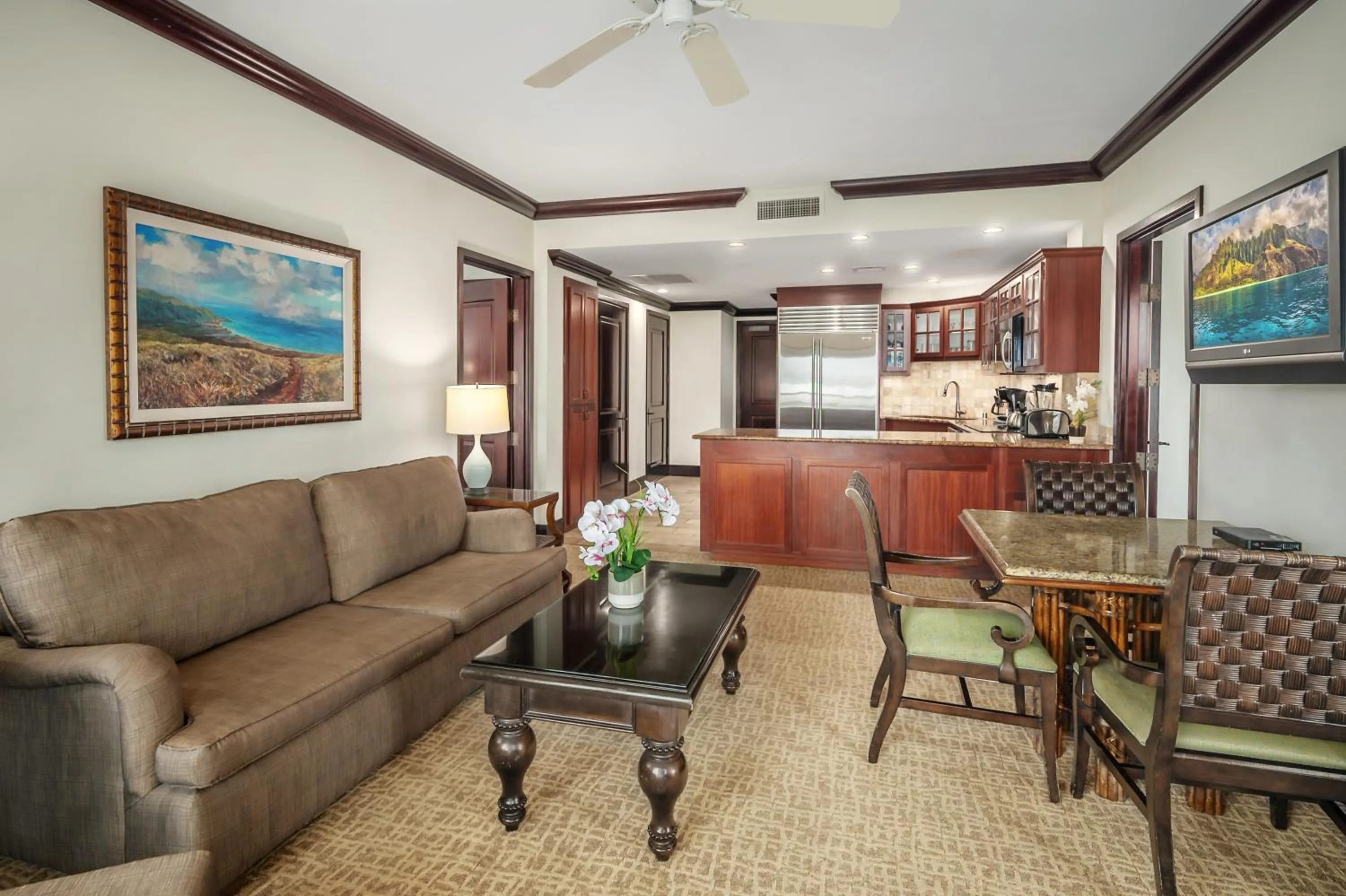 Living room in Waipouli Beach Resort and Spa Kauai by OUTRIGGER
