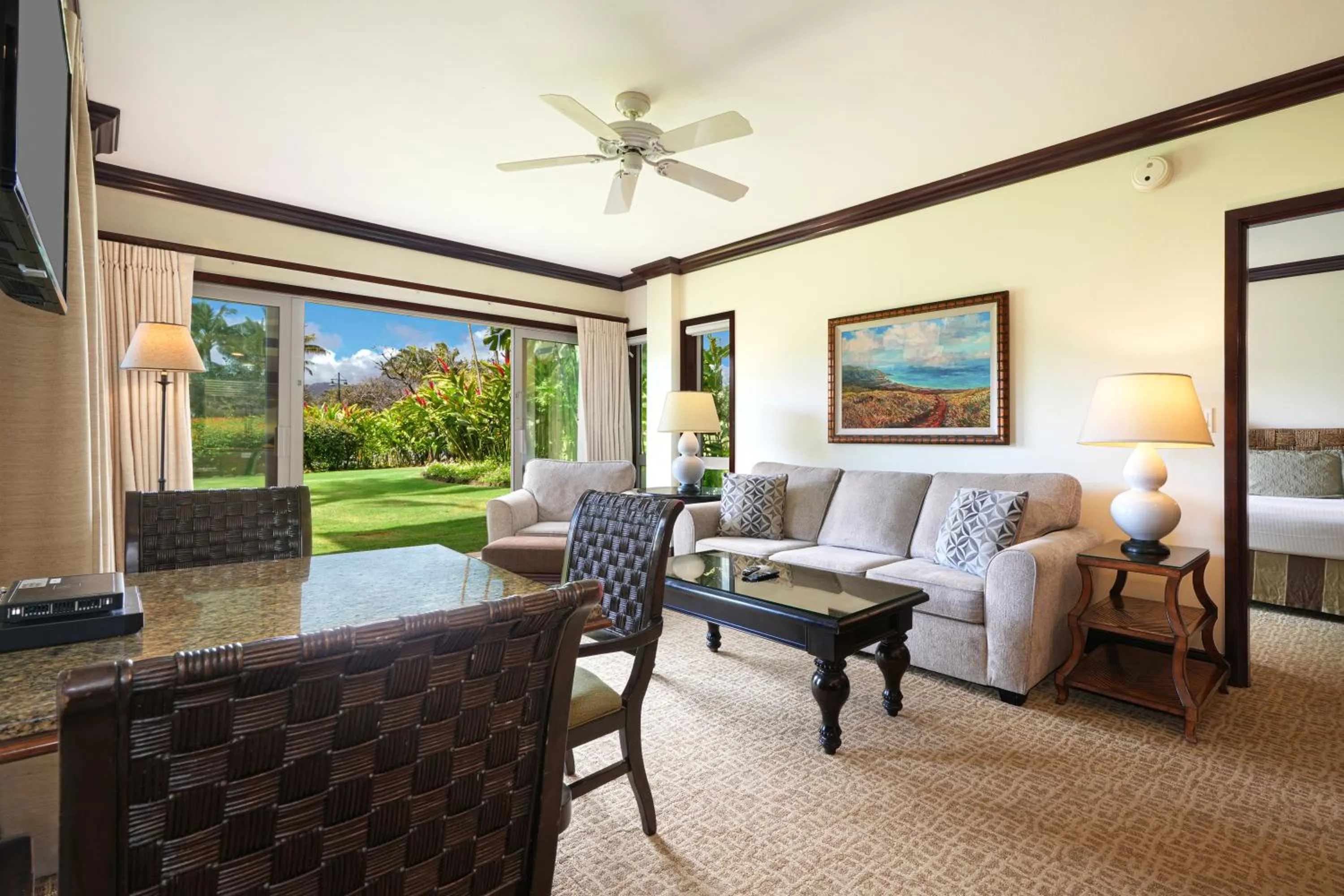 Living room in Waipouli Beach Resort and Spa Kauai by OUTRIGGER